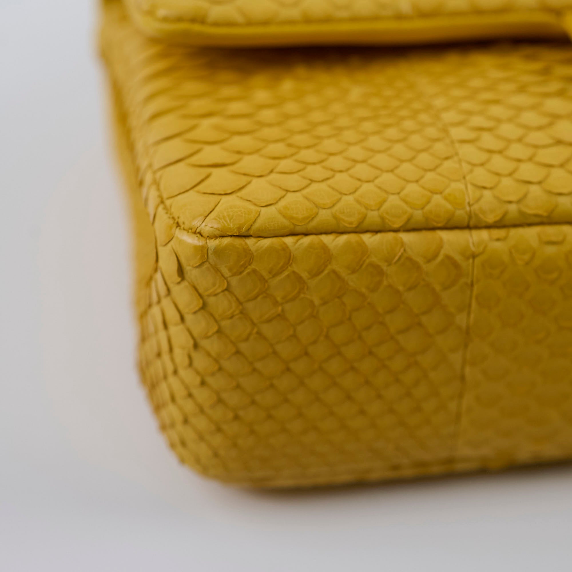 Chanel Python Leather Medium M/L Classic Flap Bag Yellow Series 22 - Luxury Designer Handbag for Women, Perfect for Parties, Weddings & Special Occasions