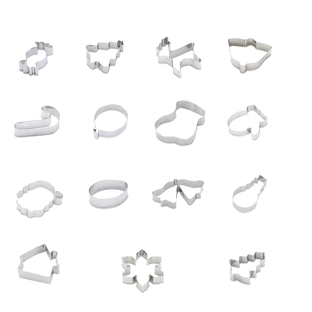 GTMANG 15-Piece Stainless Steel Christmas Cake & Cookie Mold Set - Deer Shape Baking Decorating Kit for Holiday Cookies, Cakes & Desserts (Silver, One Size) | Perfect for Christmas Baking, Party Treats & DIY Kitchen Decor
