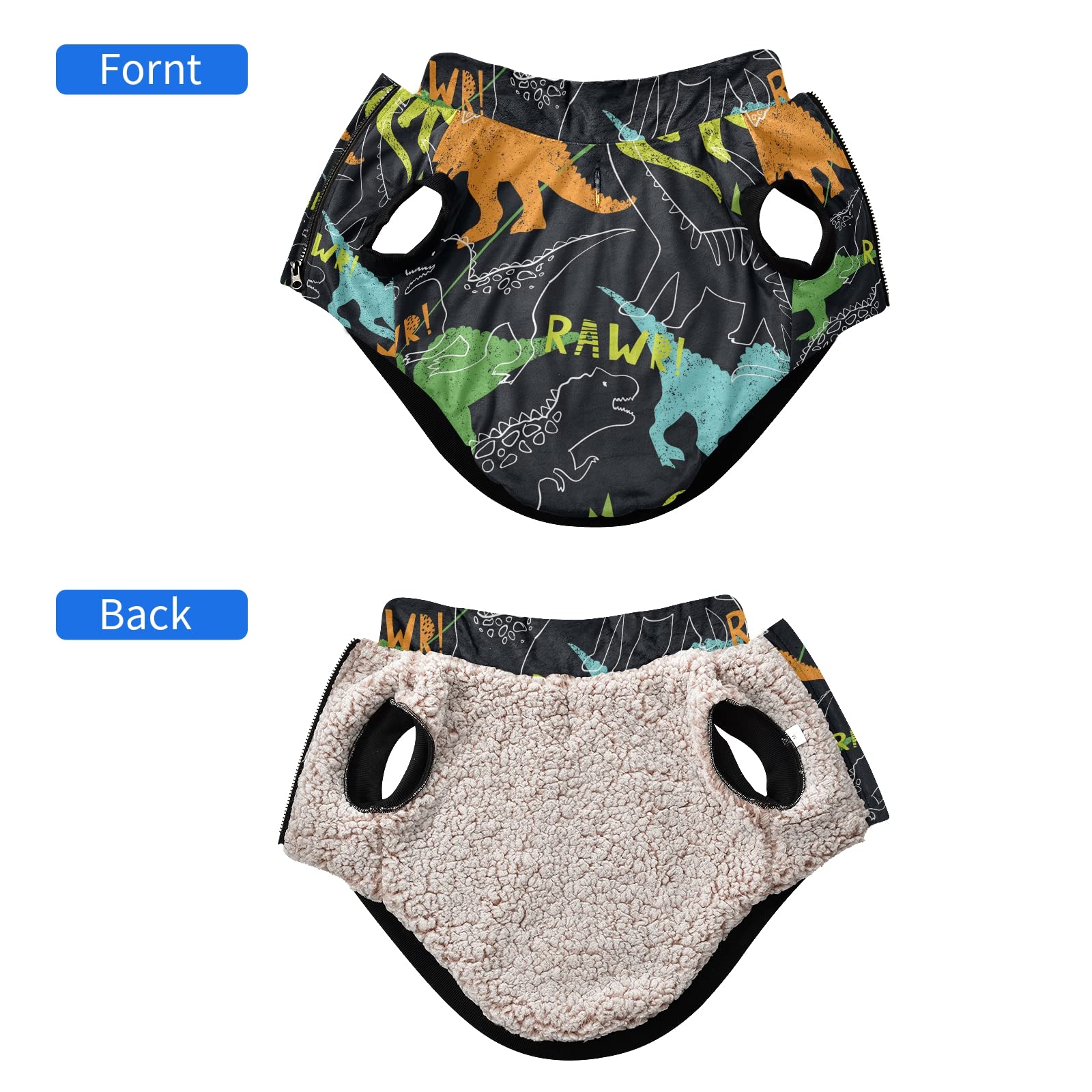 Dinosaur Dog Winter Coat - Windproof & Warm Pet Jacket for Small, Medium, Large Dogs | Cozy Dog Clothes for Cold Weather Walks & Outdoor Adventures