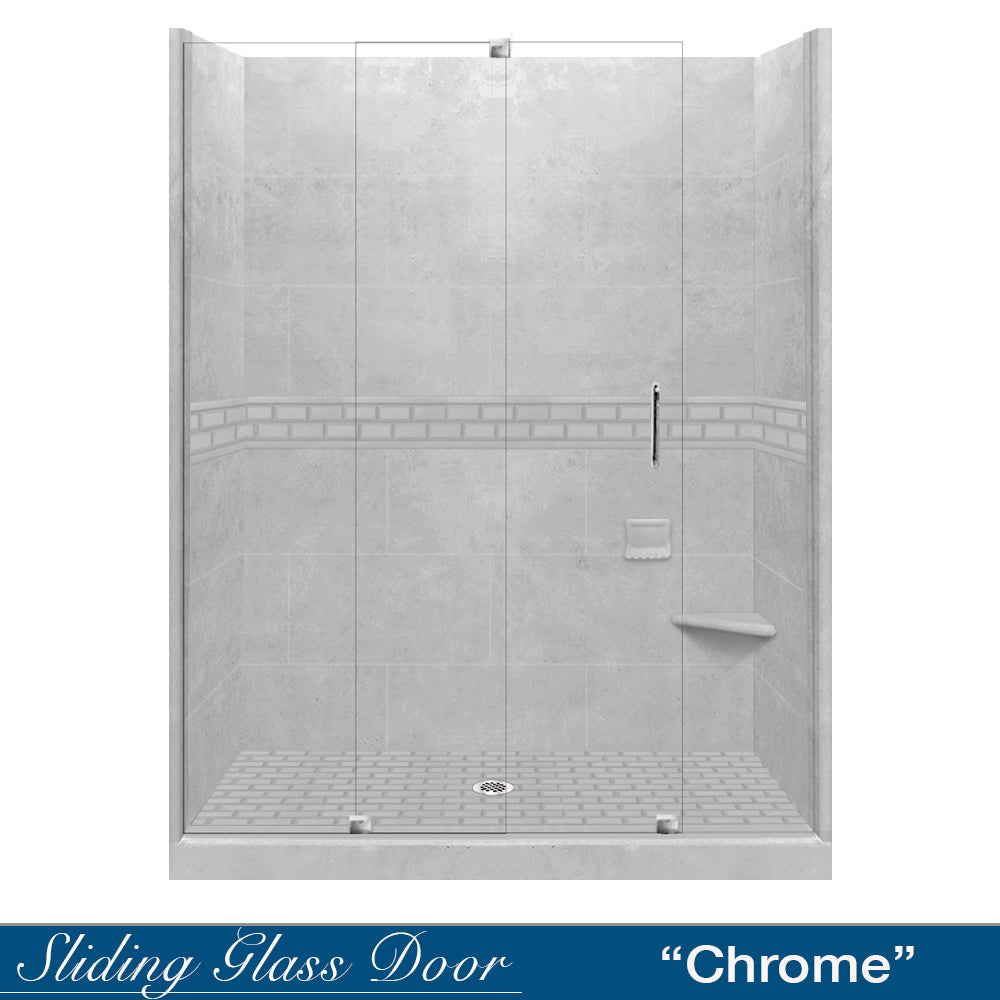60 Alcove Portland Cement Sistine Stone & Subway Tile Shower Remodel Kit - DIY Bathroom Renovation for Modern Home Upgrades