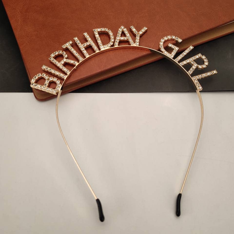 Gold Birthday Tiara Headband for Women & Girls - Elegant Birthday Crown Headpiece for Daughter, BFF, Party Hair Accessories - Perfect for Birthday Celebrations, Special Occasions & Photo Shoots