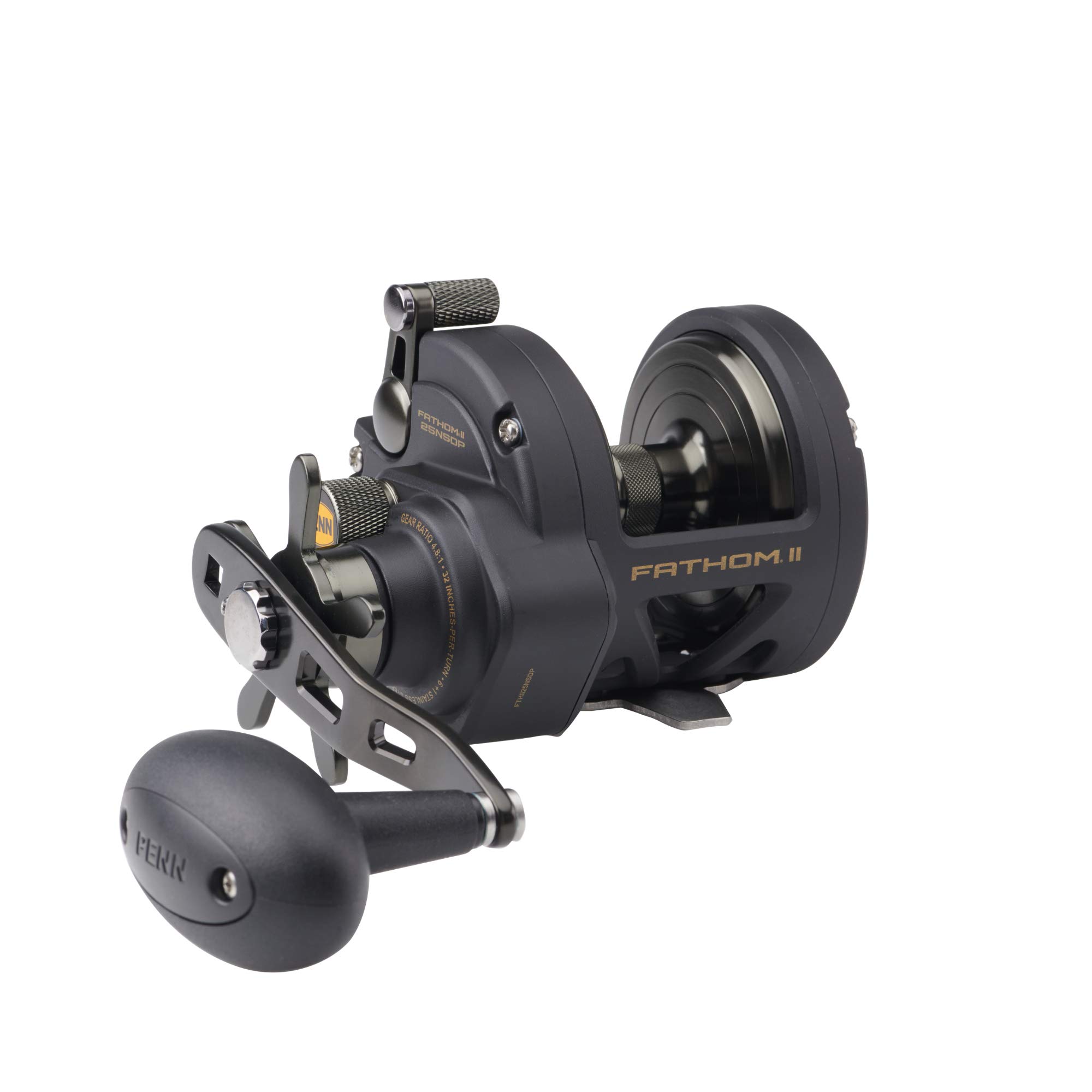 PENN Fathom II Star Drag Conventional Fishing Reel - Saltwater & Freshwater Fishing Gear - High Performance Reel for Deep Sea, Surf & Offshore Fishing - Black Gold 25N Size