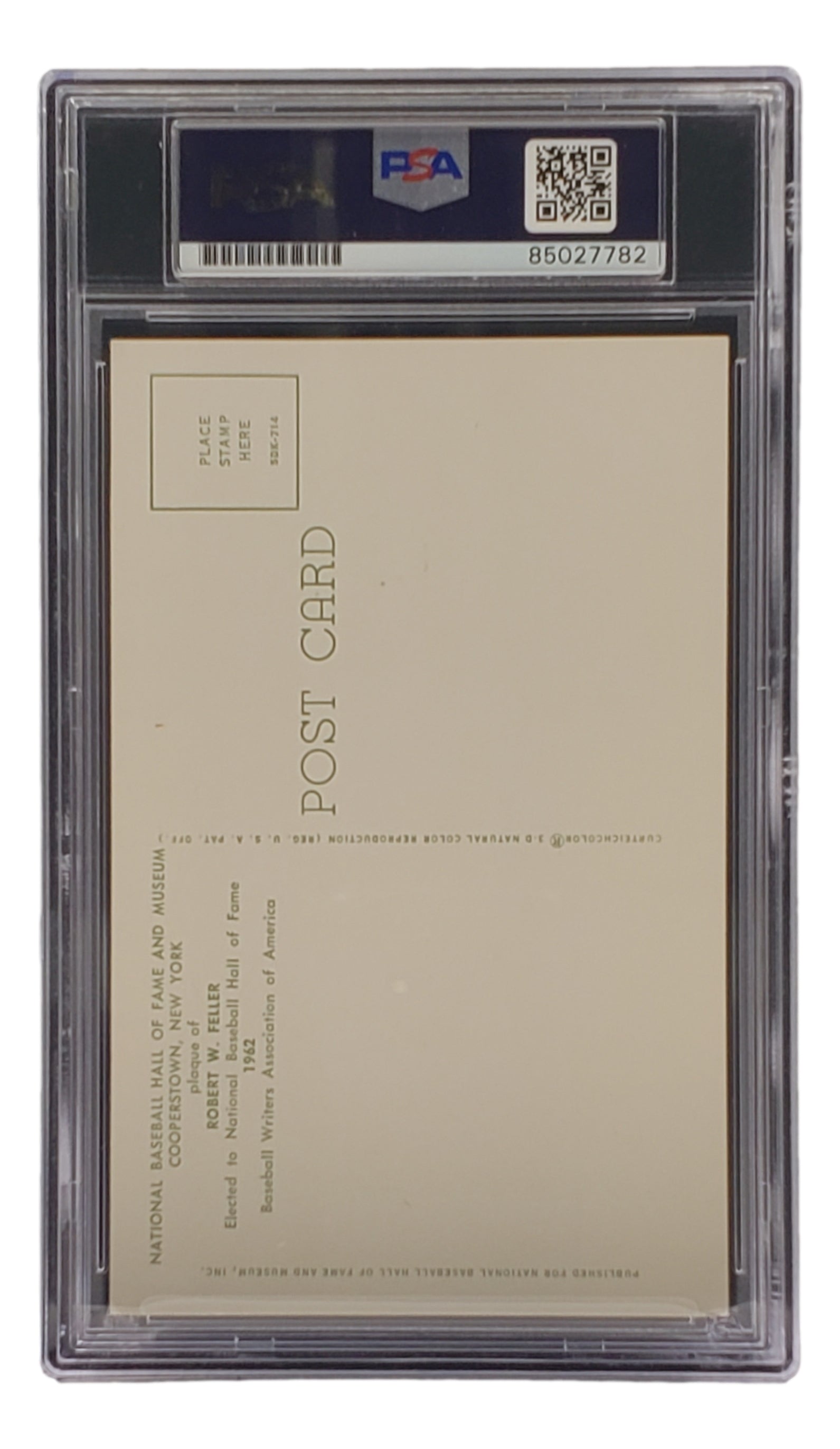 Authentic Bob Feller Autographed 4x6 Cleveland Hall of Fame Plaque Card with PSA/DNA Certification #85027782 - Perfect for Baseball Memorabilia Collectors and Sports Fans Display