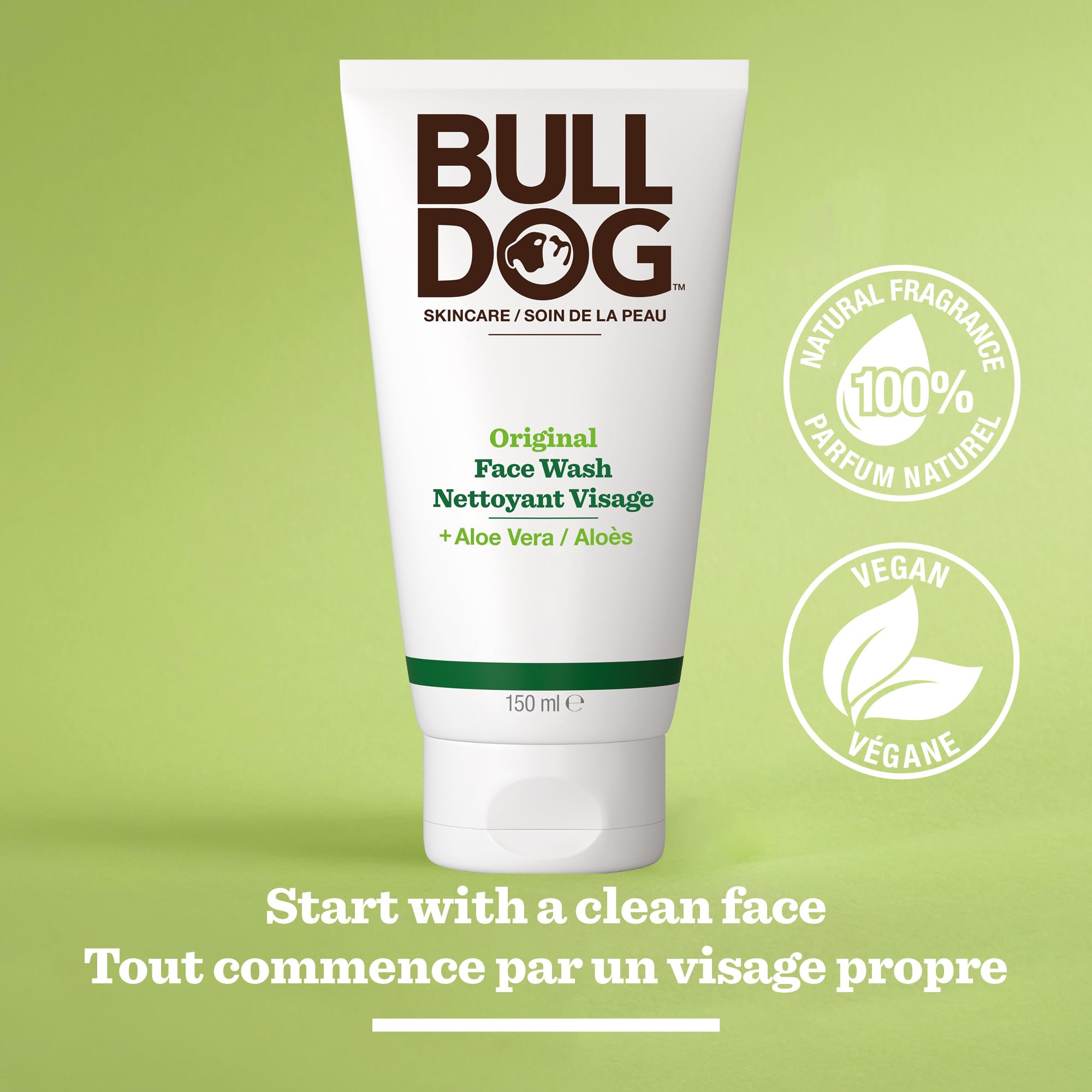 Original Bulldog Skincare Face Wash & Cleanser for Men - 150mL | Gentle Daily Cleansing for Oily, Dry & Sensitive Skin | Perfect for Gym, Travel & Morning Routine
