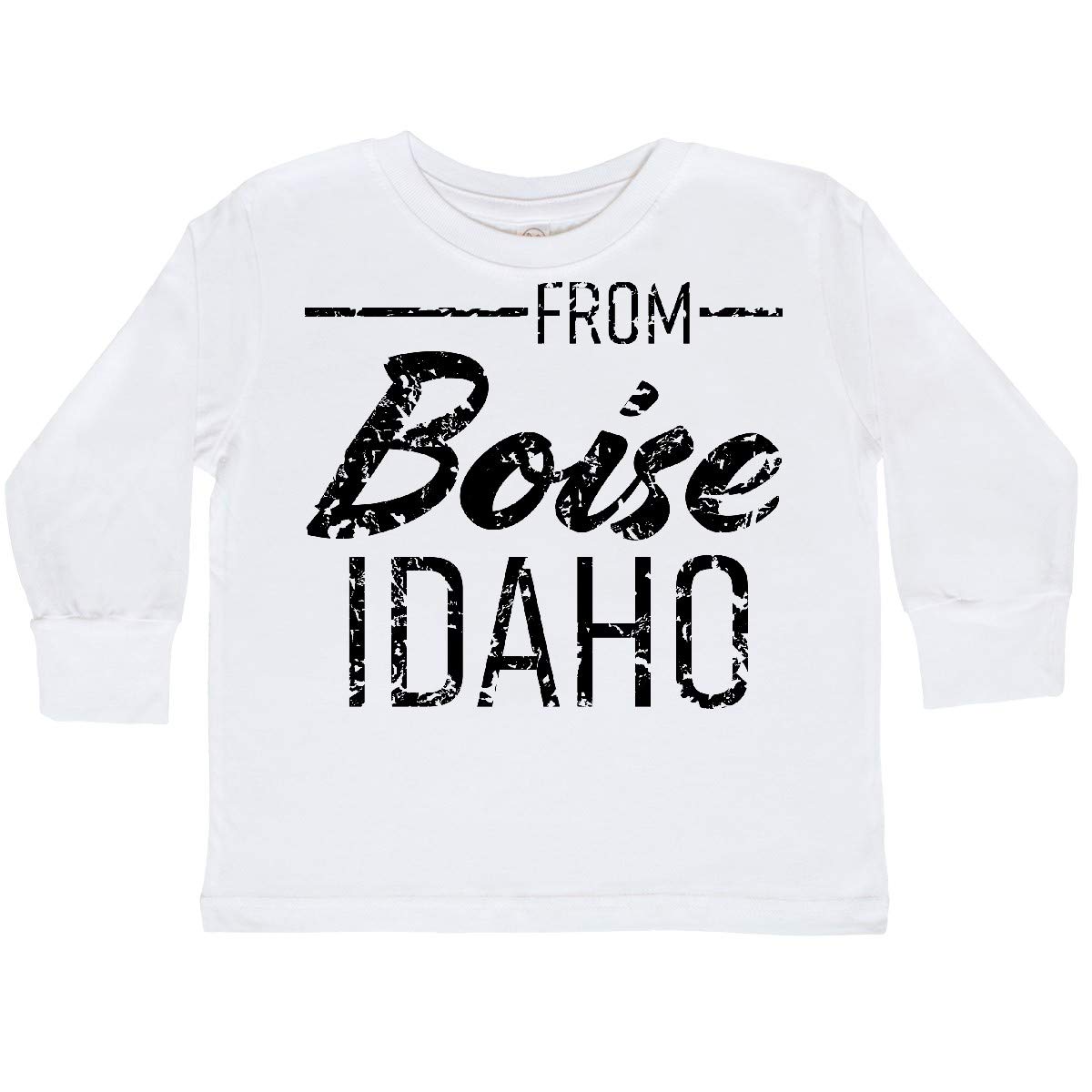 Inktastic Boise Idaho Black Distressed Text Toddler Long Sleeve T-Shirt - Soft Cotton Tee for Boys & Girls - Perfect for Playdates, School & Everyday Wear