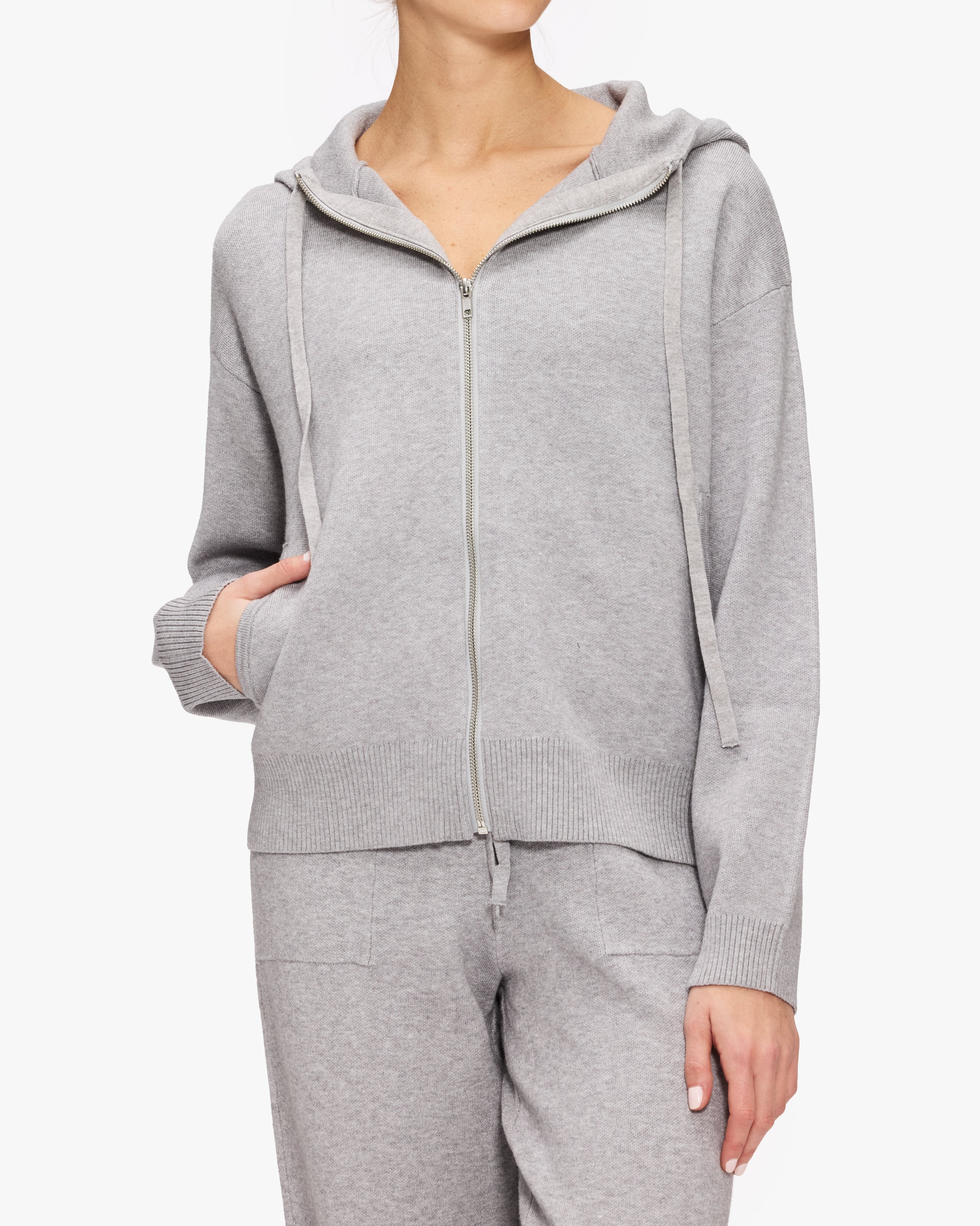 Monrow Supersoft Sweater Knit Zip Up Hoodie for Women - Cozy Fleece-Lined Pullover with Front Pocket - Perfect for Casual Outfits, Lounge Wear & Winter Layering
