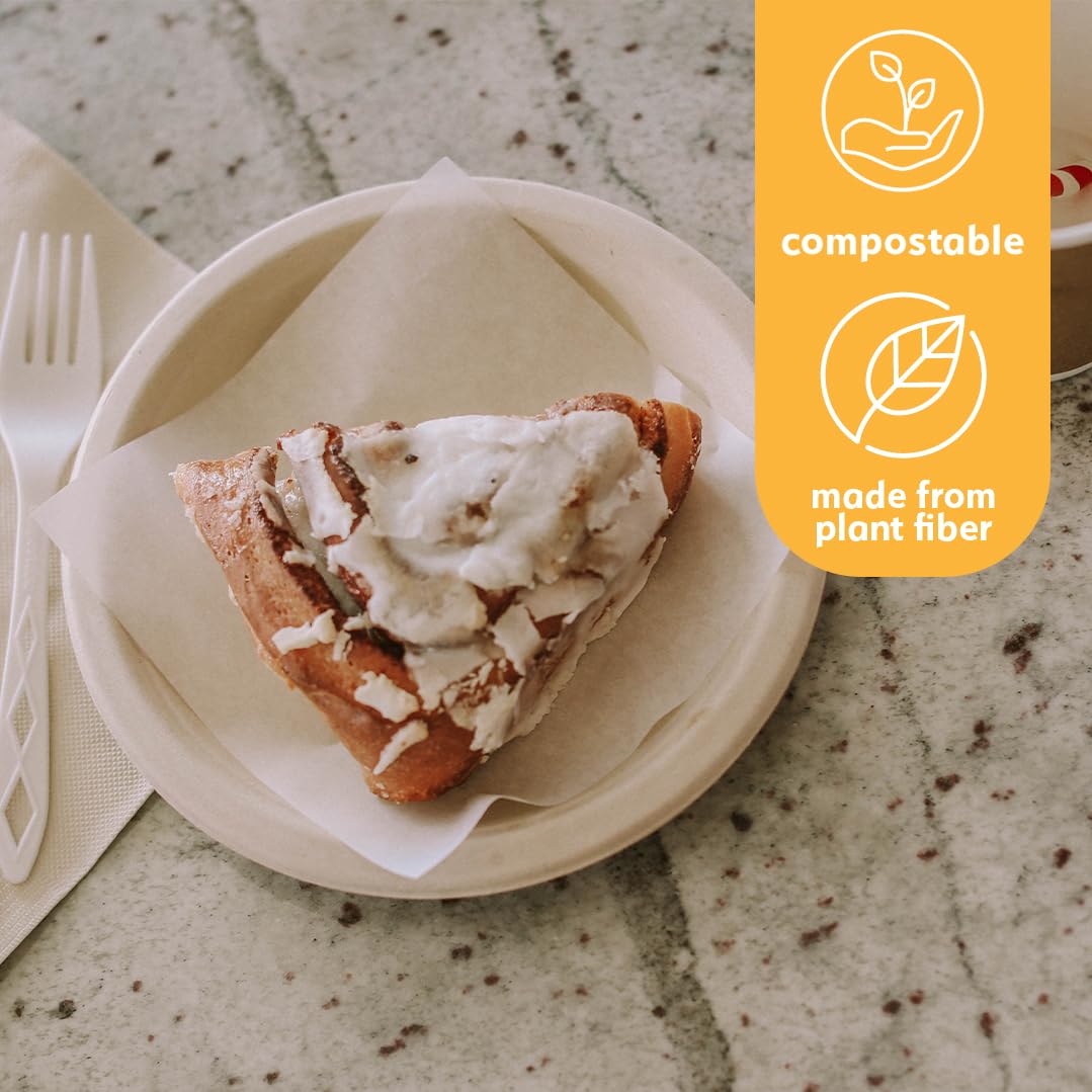 Eco-Friendly 100% Compostable Bamboo Paper Plates 7 Inch (240 Pack) - Biodegradable & Sturdy Small Dessert Plates for Parties, Picnics, BBQs & Events - Heavy-Duty Unbleached Disposable Plates by Earth's Natural Alternative