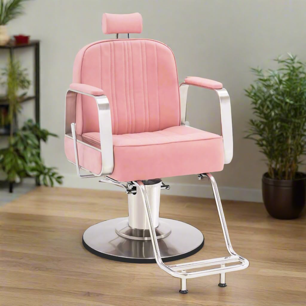 **Professional Hydraulic Barber Salon Chair for Hair Stylists - All-Purpose Beauty Spa Styling Chair with Adjustable Height (Pink) - Perfect for Hair Salons, Barbershops & Home Styling**