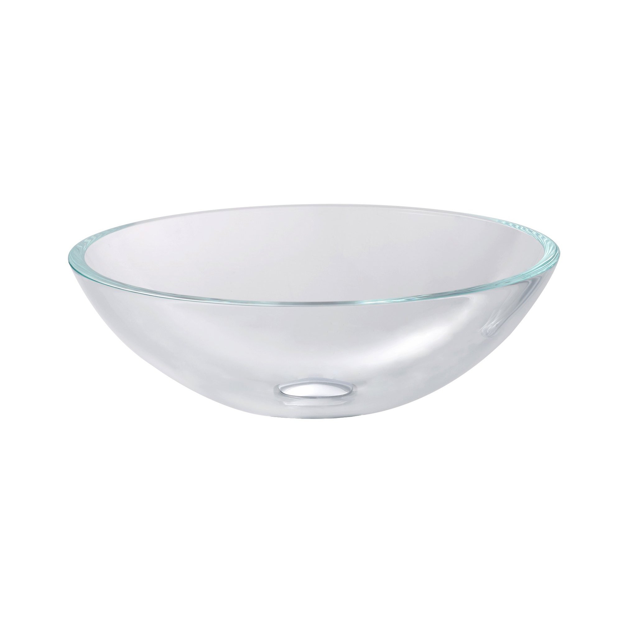 Kraus GV-100-SN Crystal Clear Glass Vessel Bathroom Sink with PU-MR, Satin Nickel Finish - Modern Vanity Sink for Bathroom & Powder Room Decor