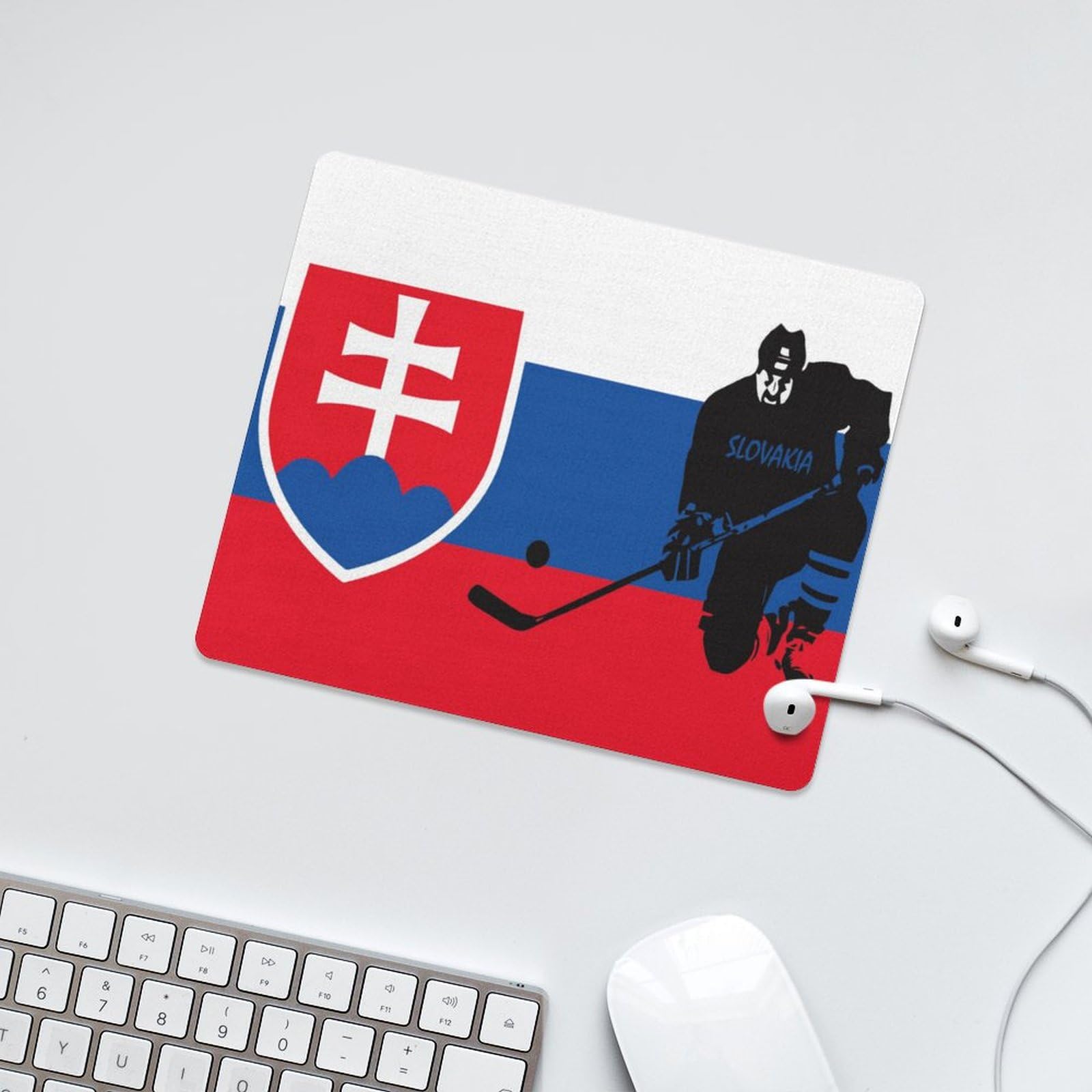 Slovakia Ice Hockey Themed Durable Mouse Pad - Non-Slip Waterproof Gaming Mouse Mat for Home & Office (18x22cm) - Perfect for PC Gamers & Hockey Fans