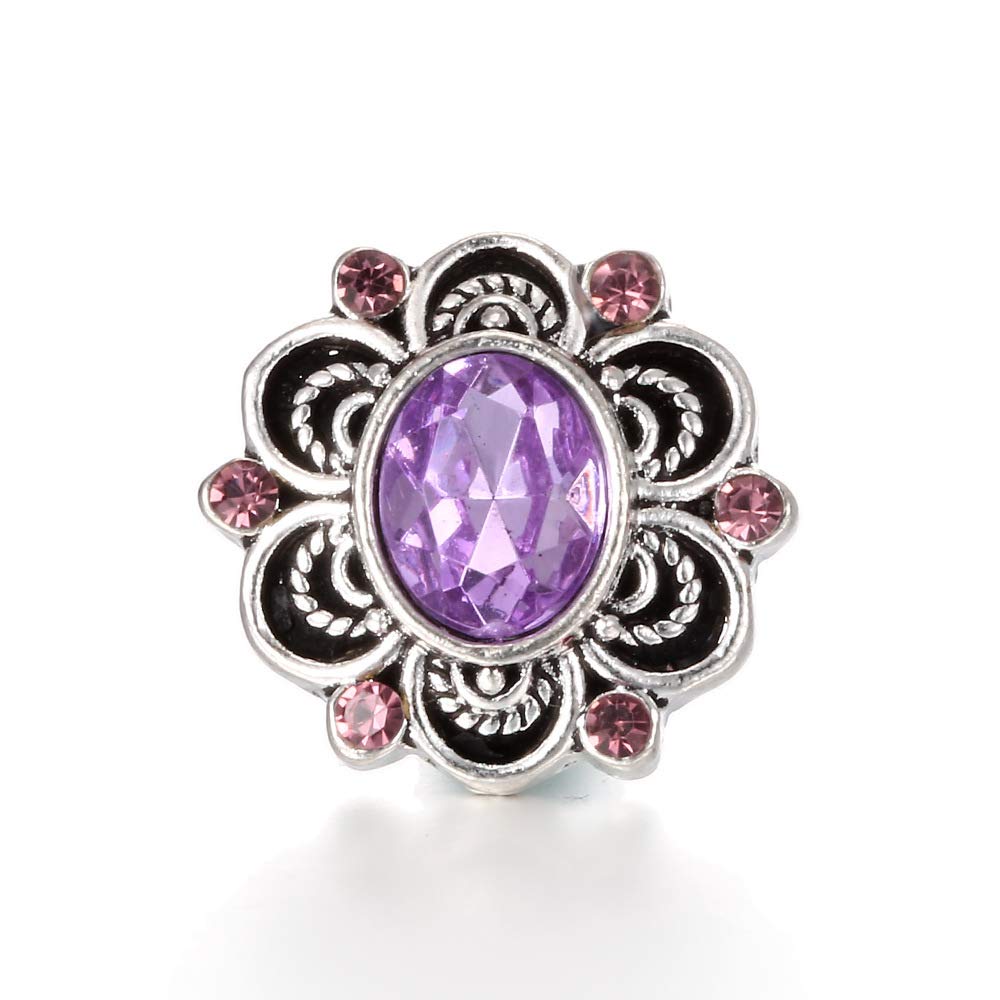 12pcs 18MM-20MM Purple Flower Shape Snap Jewelry Charms for DIY Bracelets, Necklaces & Craft Projects - Lovglisten Fashion Accessories