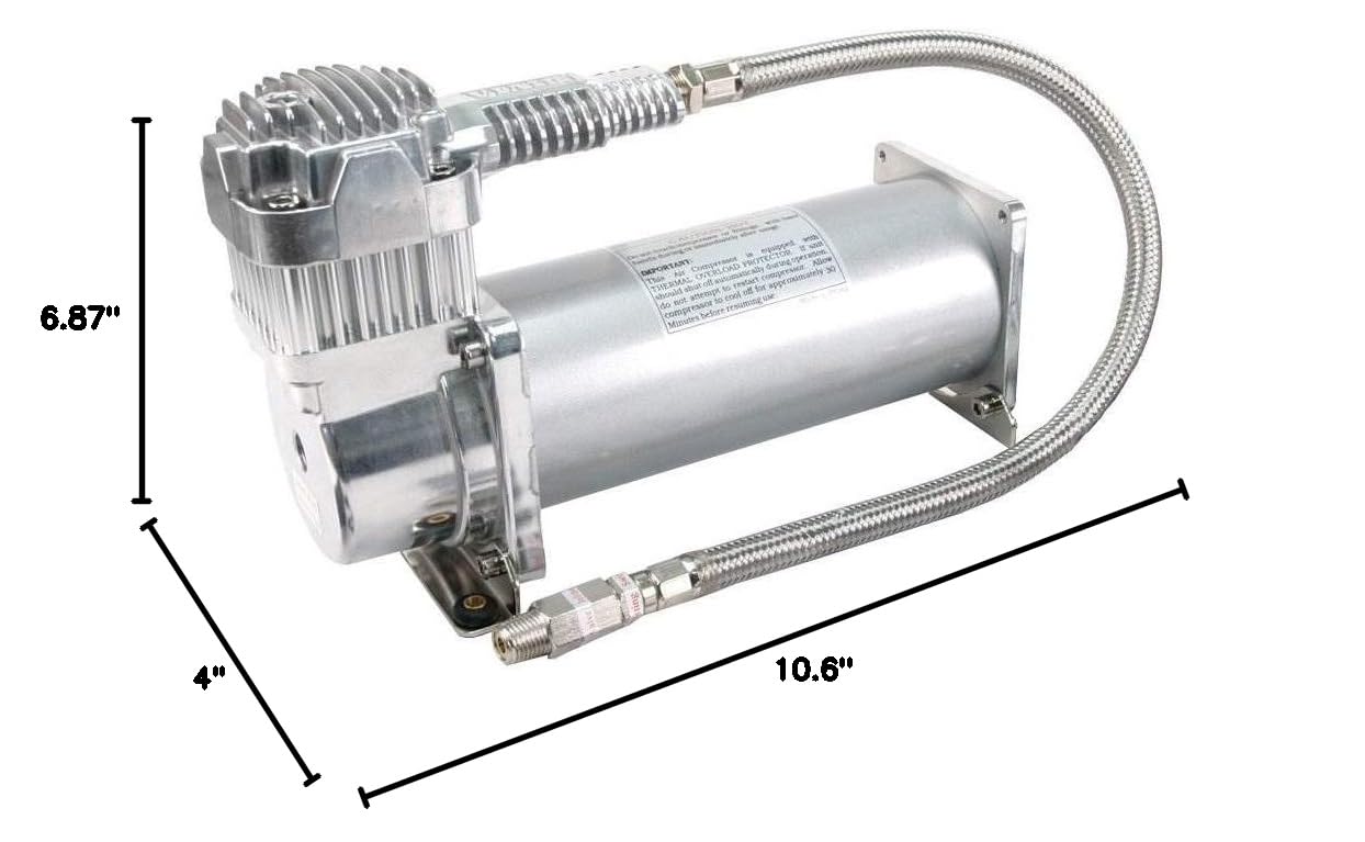 VIAIR 450C 12V Continuous Duty Industrial Air Compressor - 150 PSI, 5 Gallon Tank for Drilling, Airbrushing, Spraying, Nailing | OEM Applications | Silver Finish | Perfect for Automotive, Construction & DIY Projects