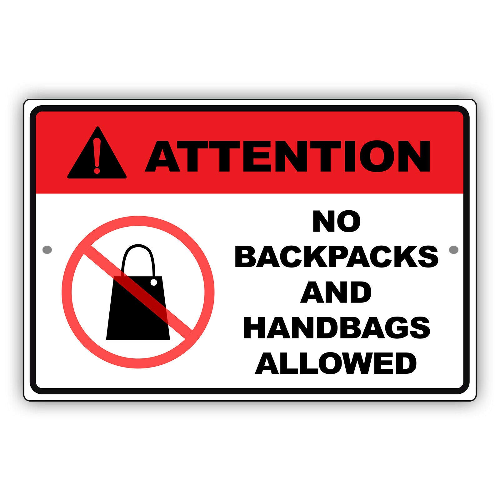 Unique Outdoor Warning Sign - No Bags Allowed Aluminum Metal Sign 18