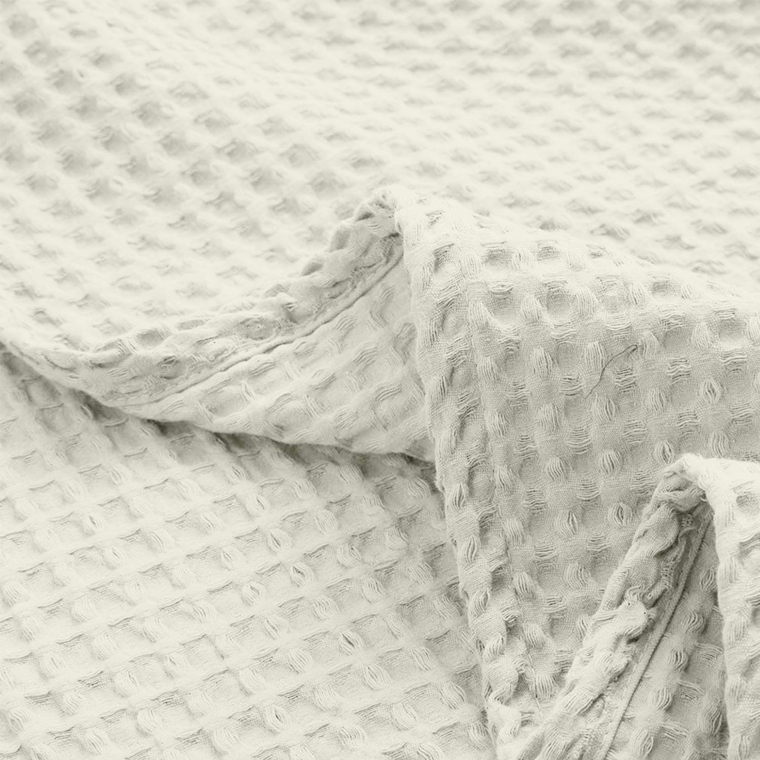 100% Cotton Waffle Weave Blankets - Ultra Soft & Lightweight Thermal Bedding for All Seasons (Ivory, Full/Queen Size) | Perfect for Cozy Nights, Guest Rooms & Dorm Essentials