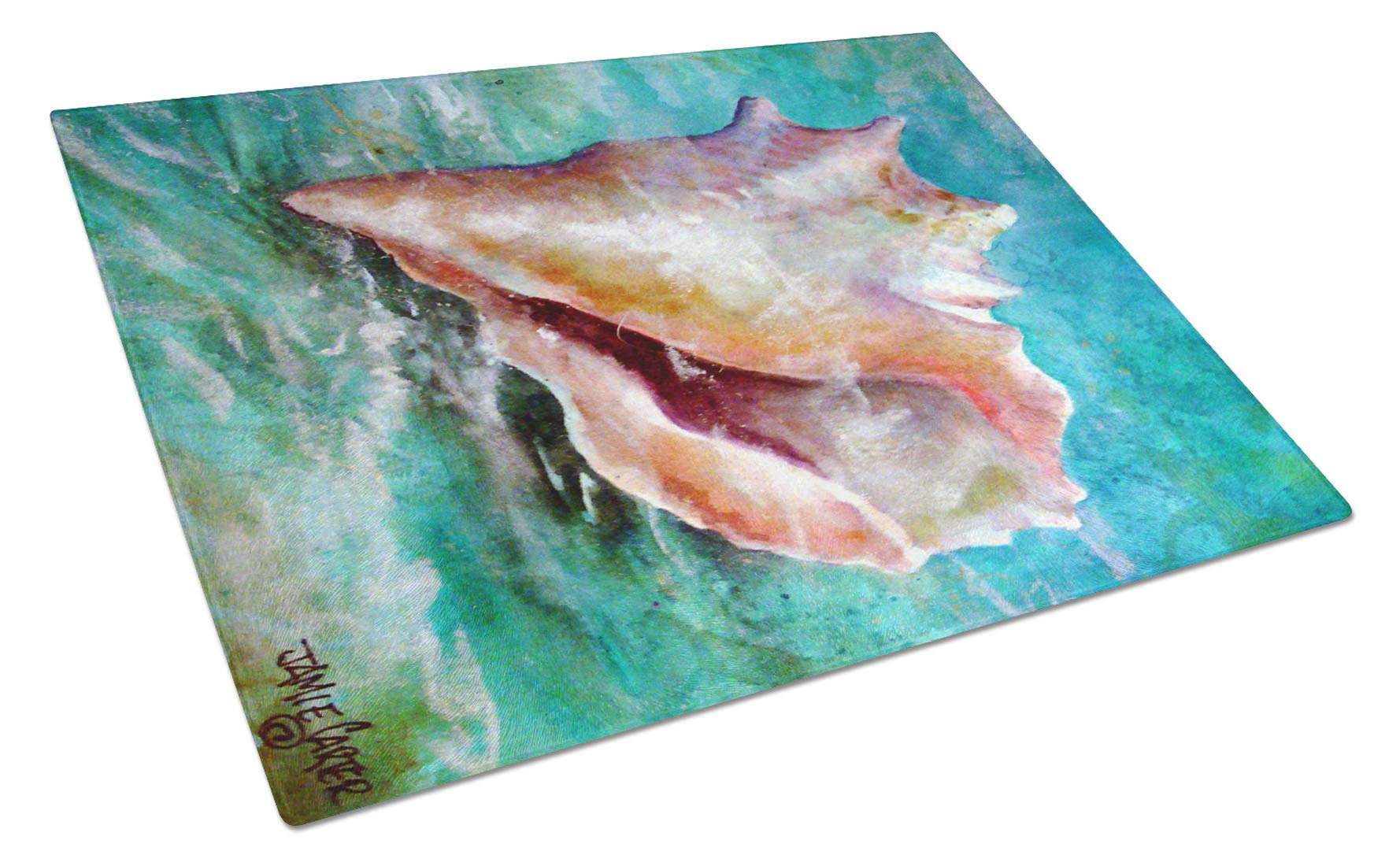 Caroline's Treasures PJC1036LCB Jewel of the Sea Shell Tempered Glass Cutting Board - Large Decorative Kitchen Chopping & Serving Board for Seafood, Cheese, Fruits - Perfect for Beach Themed Parties & Coastal Home Decor