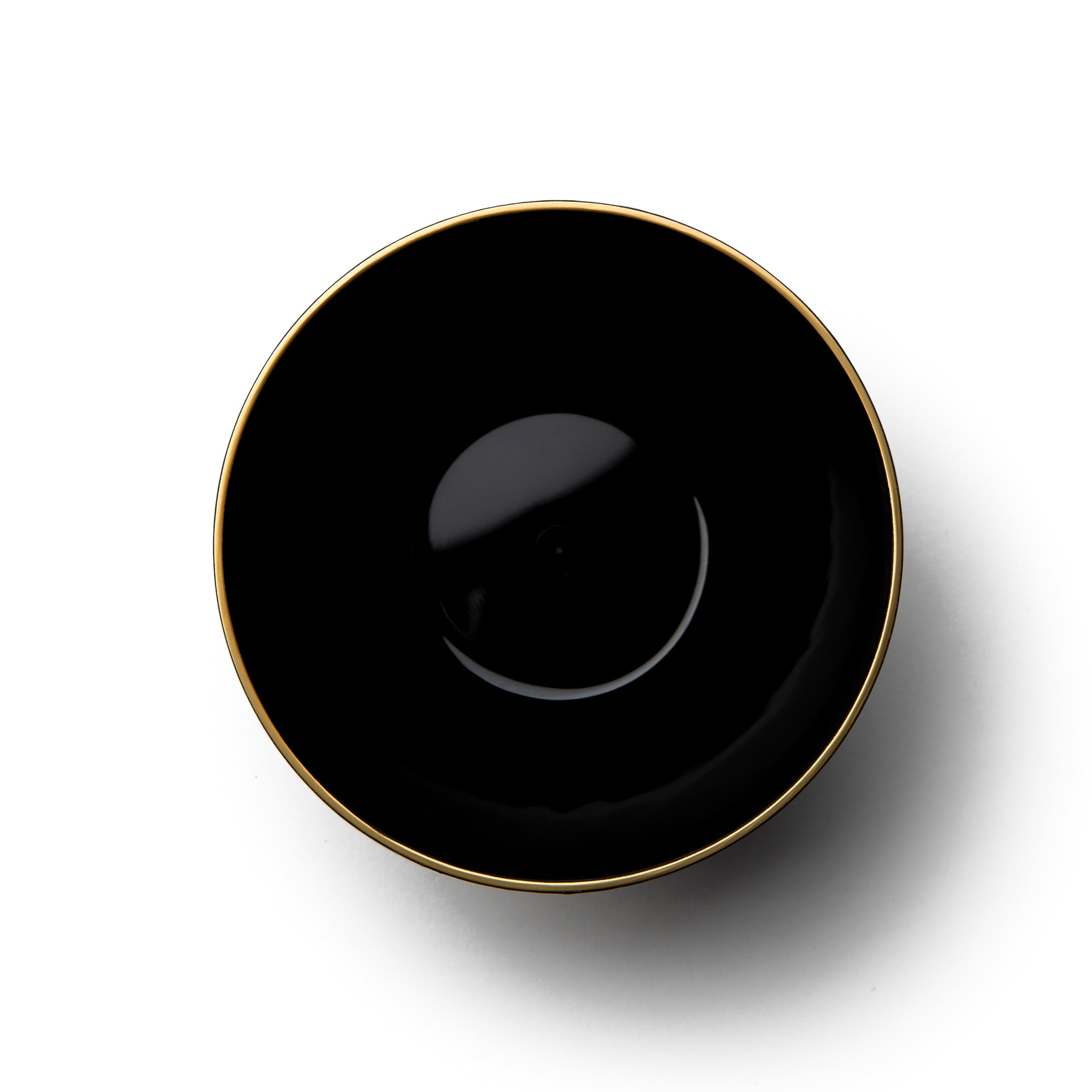 Elegant Black and Gold Round Plastic Plates Set - Durable Disposable Dinnerware for Parties, Weddings, and Events - Perfect for Catering, Picnics, and Home Entertaining