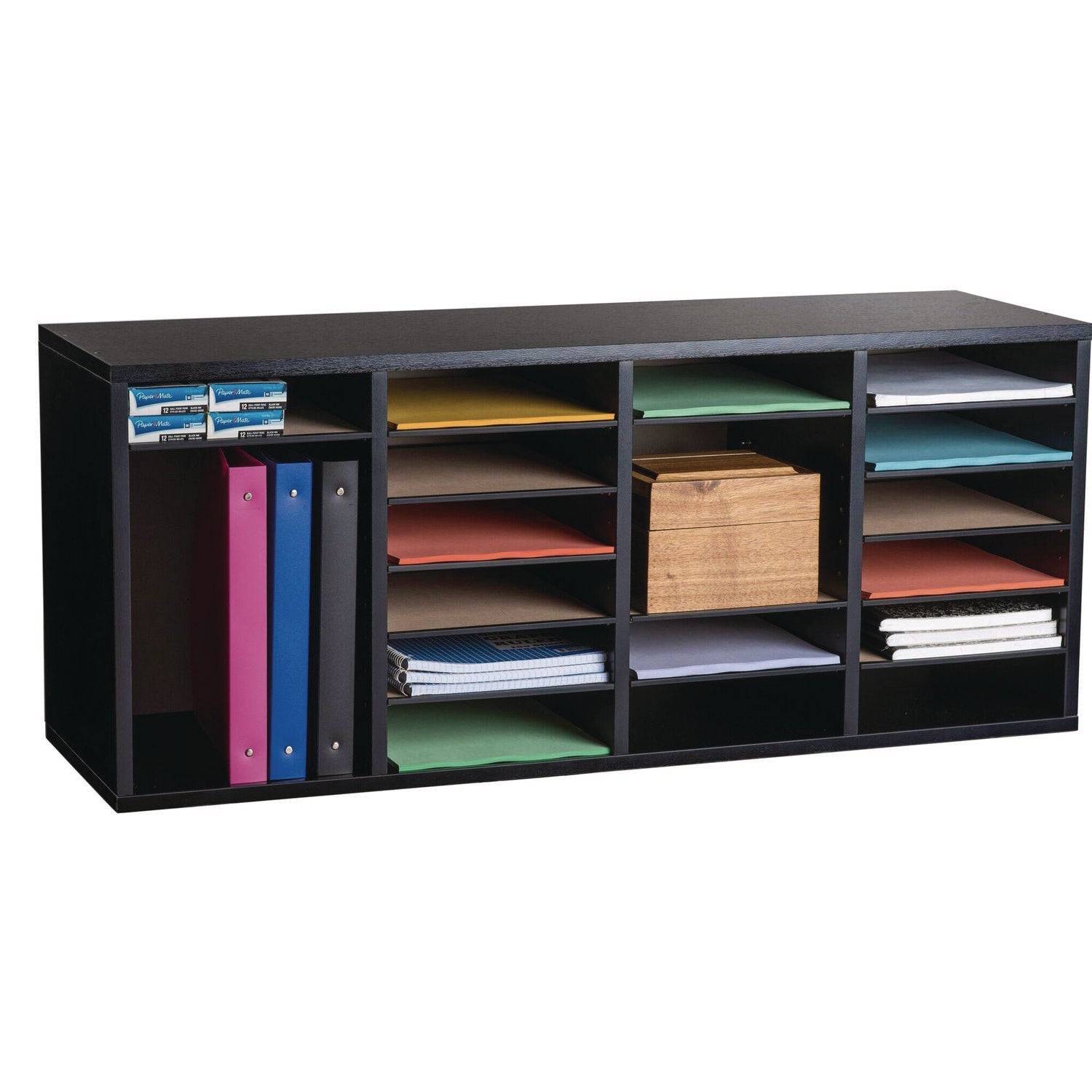 AdirOffice Wooden Letter Size Literature Organizer - 24 Adjustable Compartments, 39.3