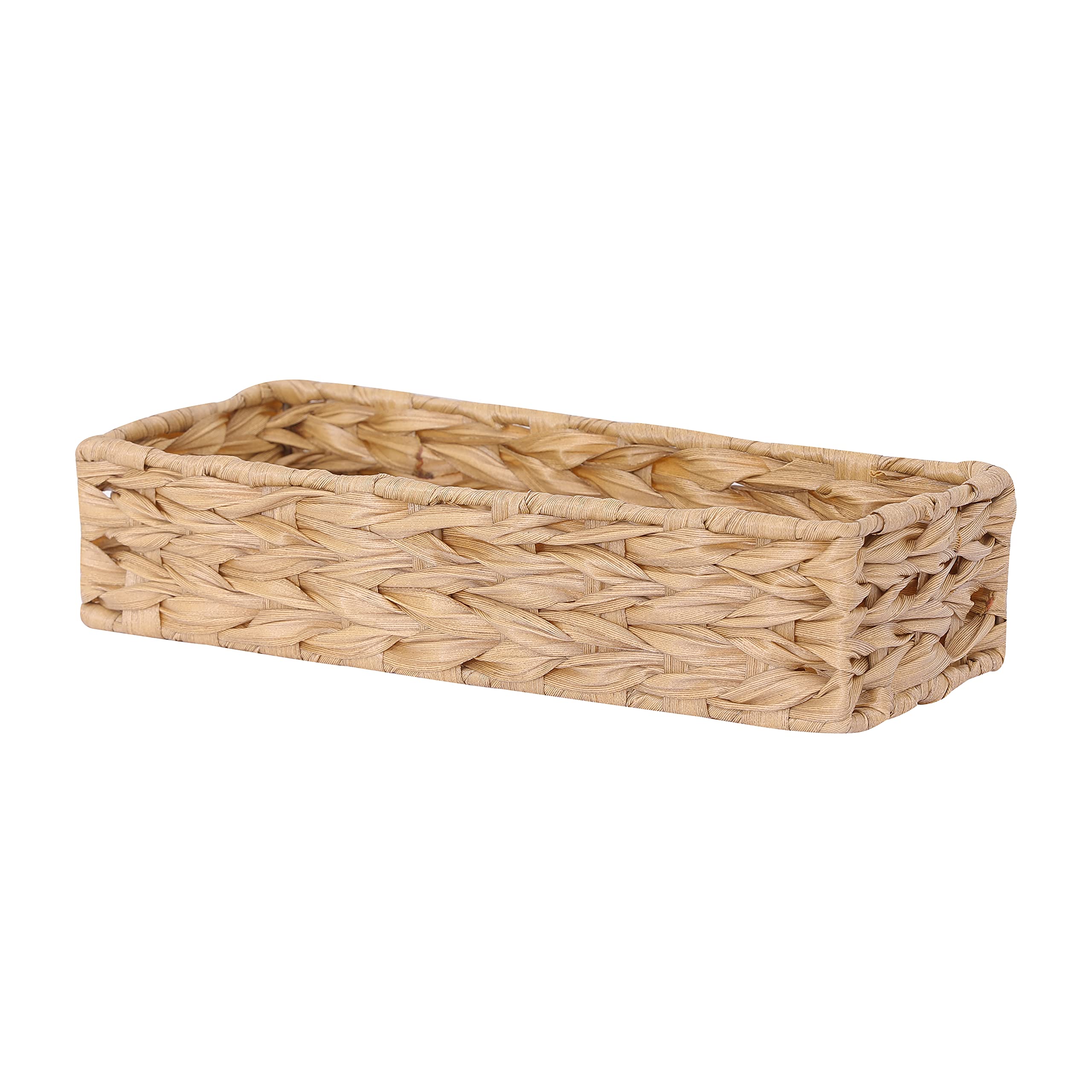 Woven Toilet Paper Storage Basket - Bathroom Organizer Bin for Toilet Tank Top | Decorative Wicker Basket for Bathroom Essentials & Toiletries | Perfect for Small Space Organization and Home Decor