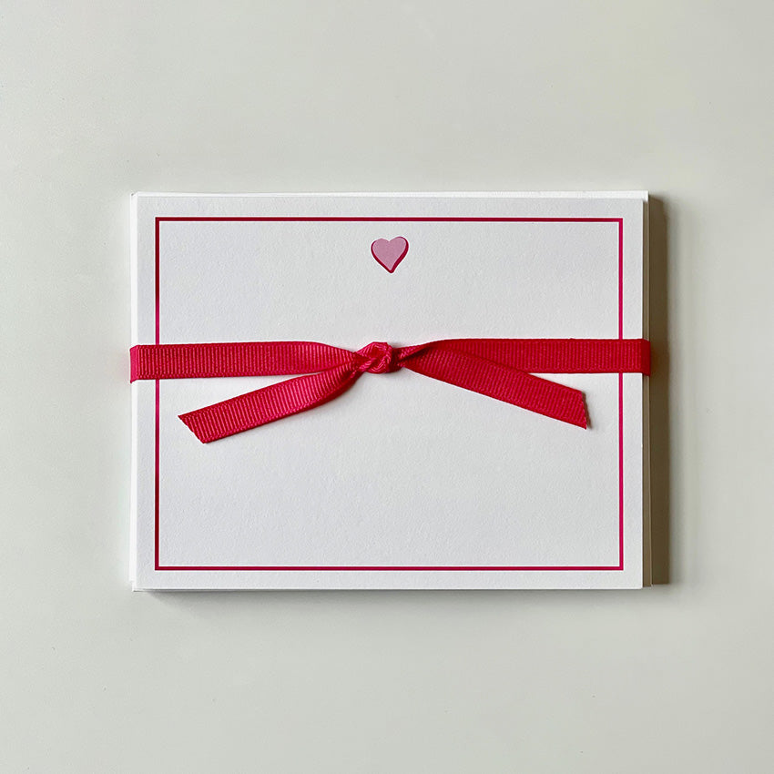 Georgetown Paperie Sweet Heart Pink Flat Note Cards - Perfect for Valentine's Day Greetings, Thank You Notes & Wedding Invitations