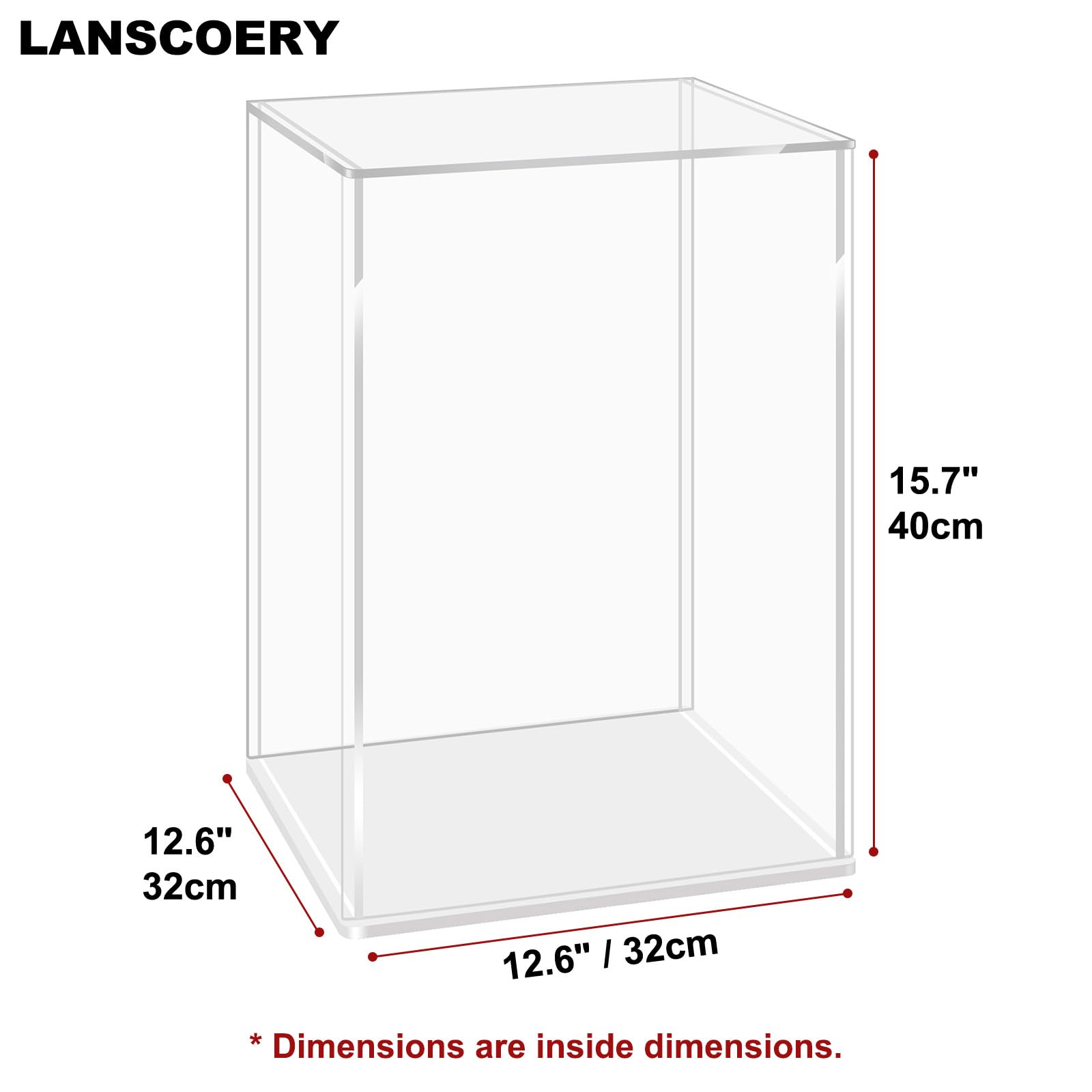 Premium Acrylic Display Case for Collectibles - Dustproof & Seamless Design, 12.6x12.6x15.7 Inch with Thick White Base - Perfect for Lego Sets 21349 & 43244 - Ideal for Showcasing Action Figures, Funko Pops, and Valuable Collections in Home or Office Display
