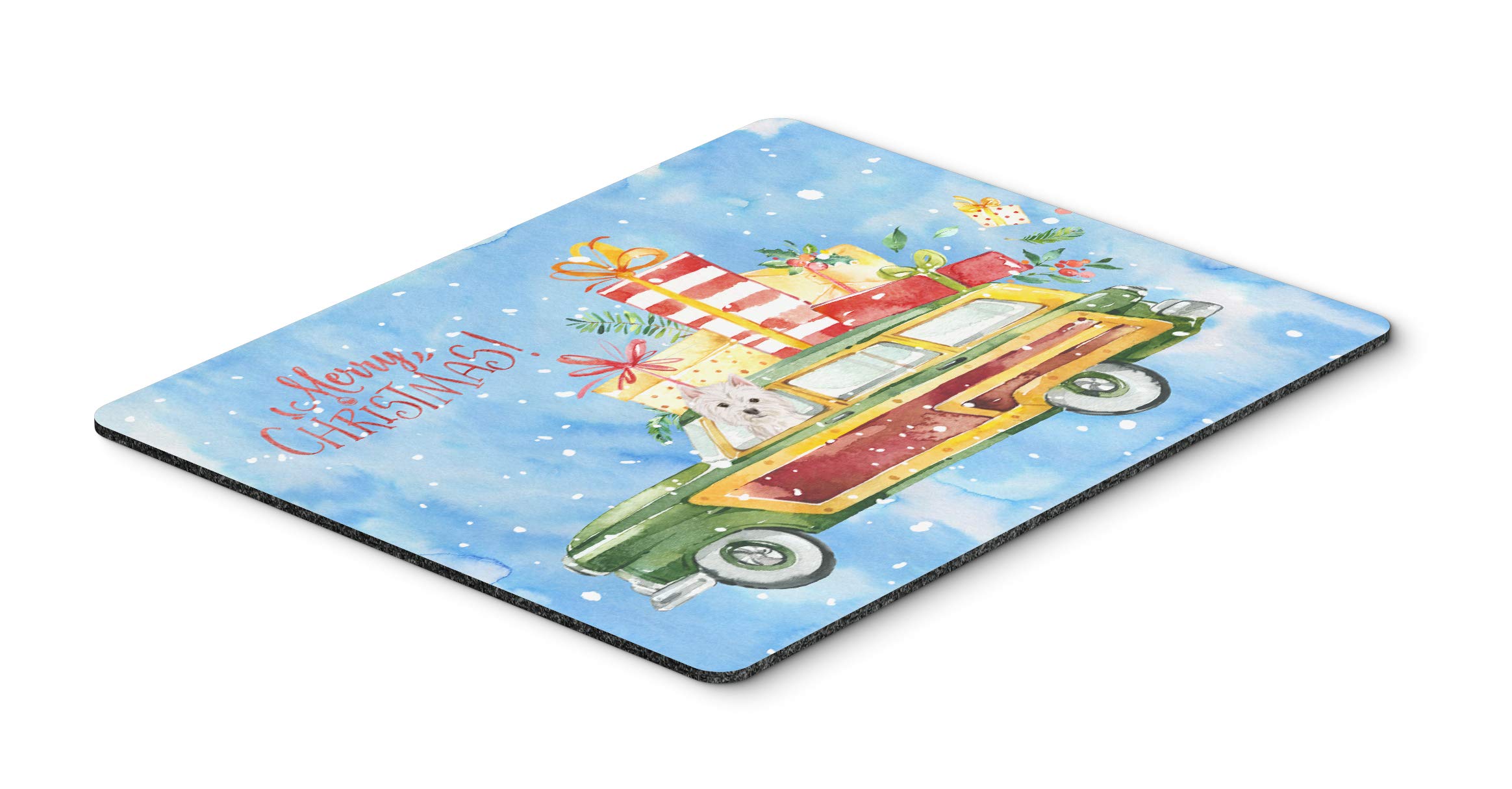 Merry Christmas Westie Mouse Pad - Large Washable Non-Slip Desk Mat for Home Office, Gaming & Computer Work | Holiday Gift & Kitchen Hot Pad Trivet | Cute Dog Design for Christmas Decor