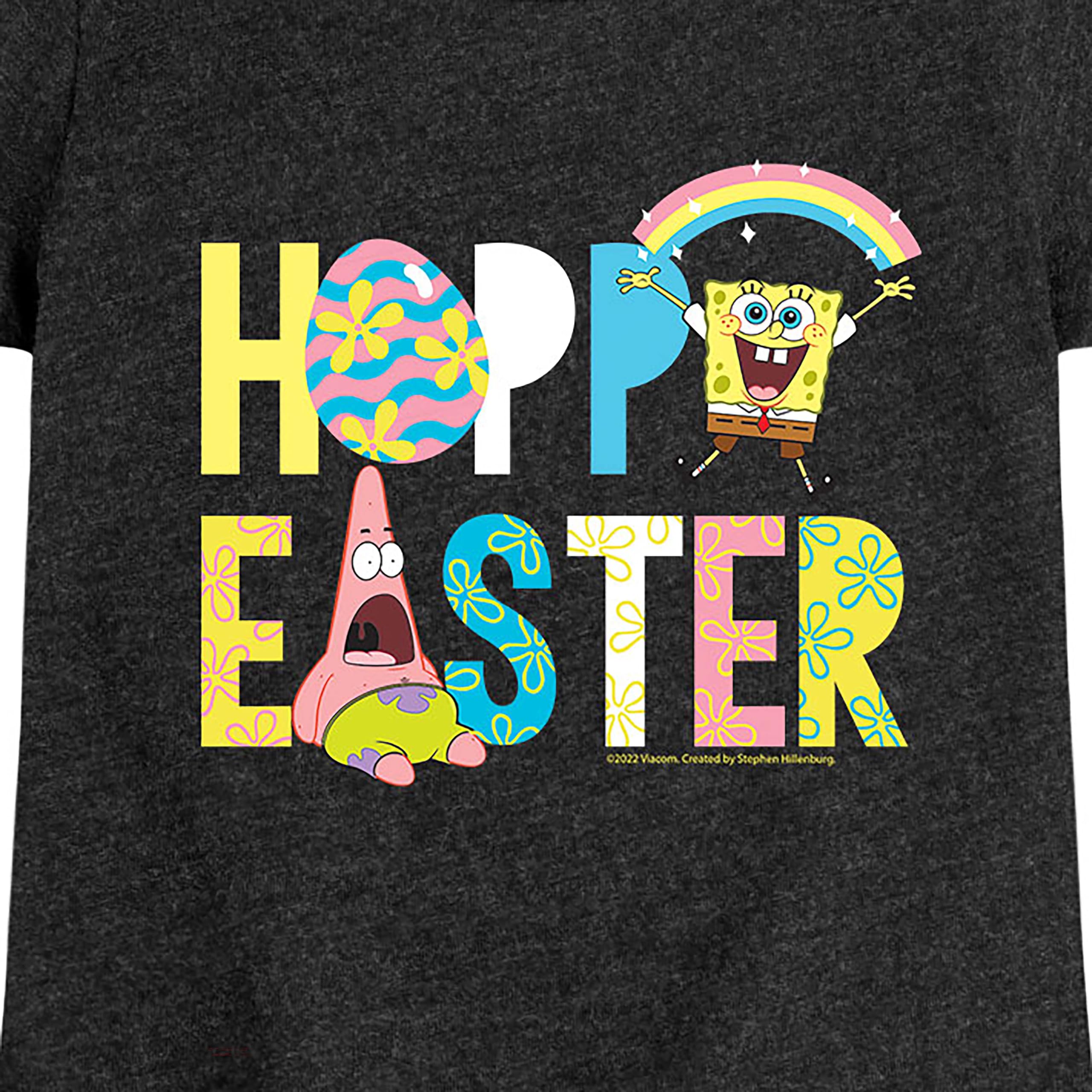 Spongebob Squarepants Easter Graphic T-Shirt for Toddler & Youth Girls - Soft Short Sleeve Cotton Tee - Medium Size - Perfect for Easter Celebrations, Birthday Gifts & Casual Wear