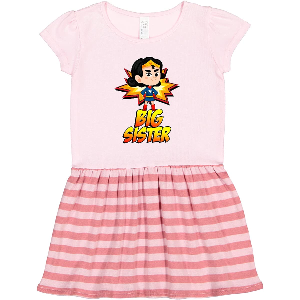 Inktastic Big Sister Superhero Toddler Dress - Cute Superhero Costume for Toddler Girls, Birthday Gift & Sibling Matching Outfit - Perfect for Family Photos, Birthday Parties & Dress-Up Play