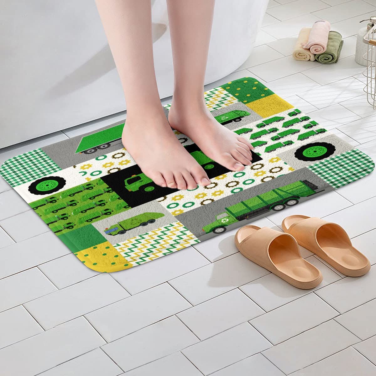 Eco-Friendly Green Garbage Truck Bath Rugs - 20