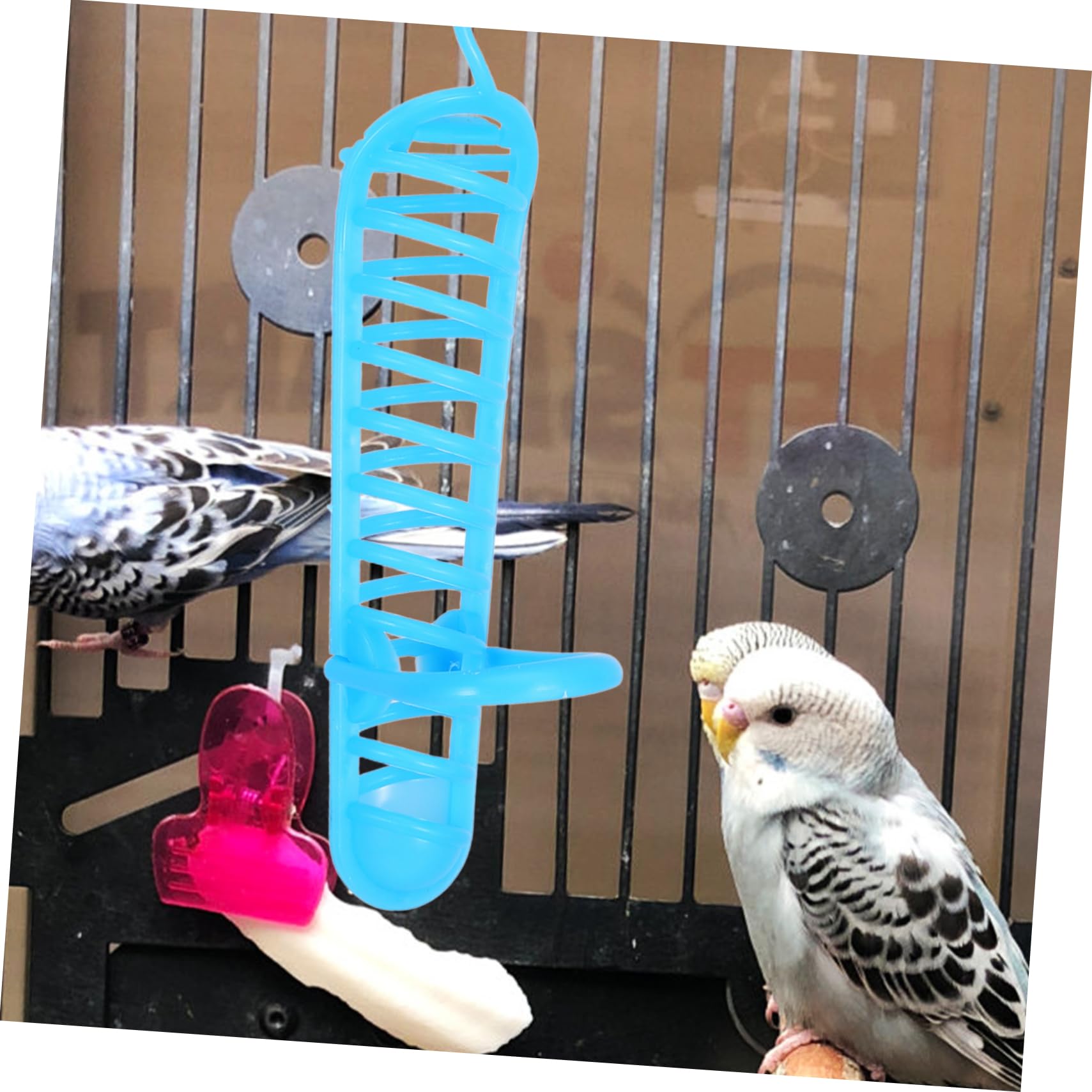POPETPOP Hanging Bird Foraging Toy - Parrot Food Holder & Treat Dispenser for Parakeets, Cockatiels, Budgies - Cage Accessories with Millet Spray Holder - Perfect for Small Birds' Mental Stimulation & Playtime