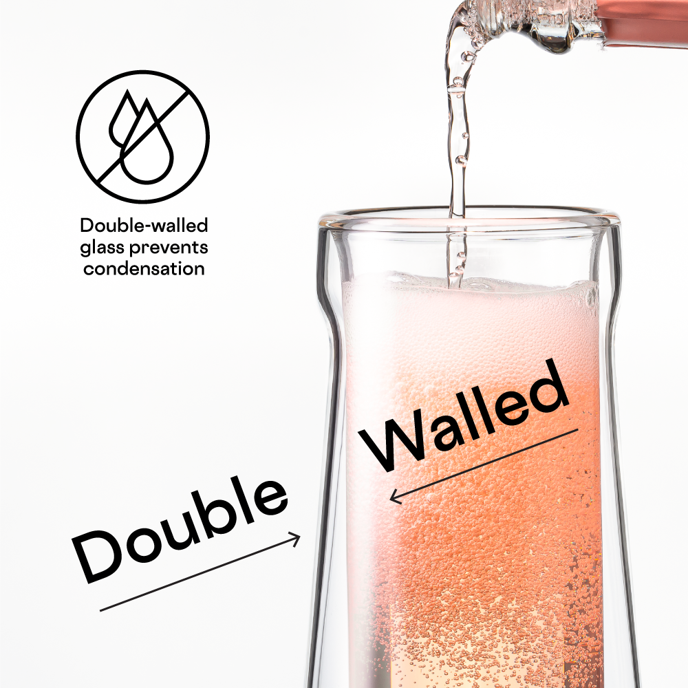 Premium Stemless Flute Glass Set of 2 - Elegant Champagne Glasses for Weddings, Parties & Celebrations - Shatter-Resistant Crystal Clear Design for Sparkling Wine & Cocktails