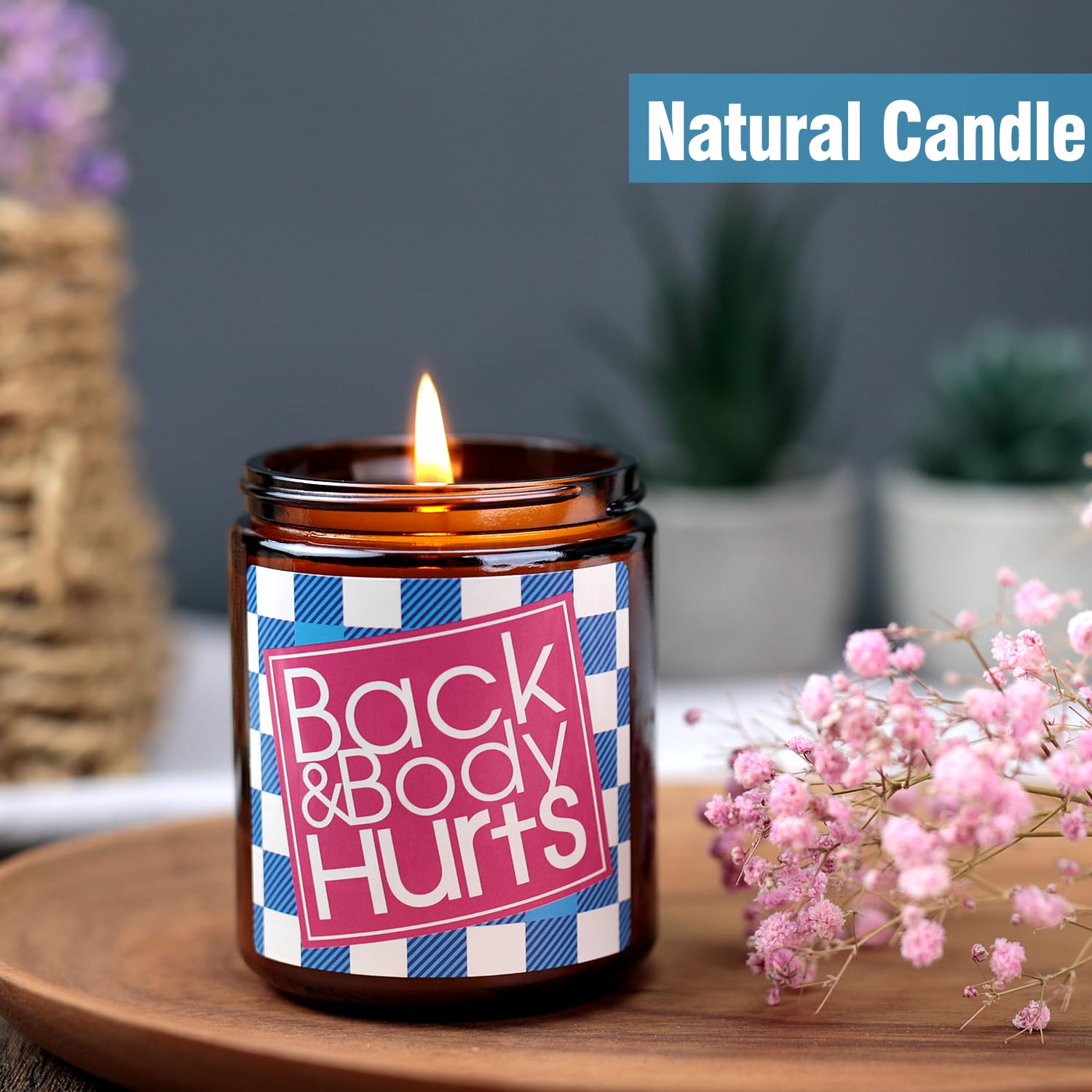 Funny Birthday Candles Gift for Women & Men - Unique Valentines Day Present for Her, Him, Mom, Dad, Wife, Husband, Sister & Best Friend - 30th 40th 50th 60th Birthday Candle with Humorous 'Back and Body Hurts' Design - Perfect for Parties, Anniversaries & Special Occasions