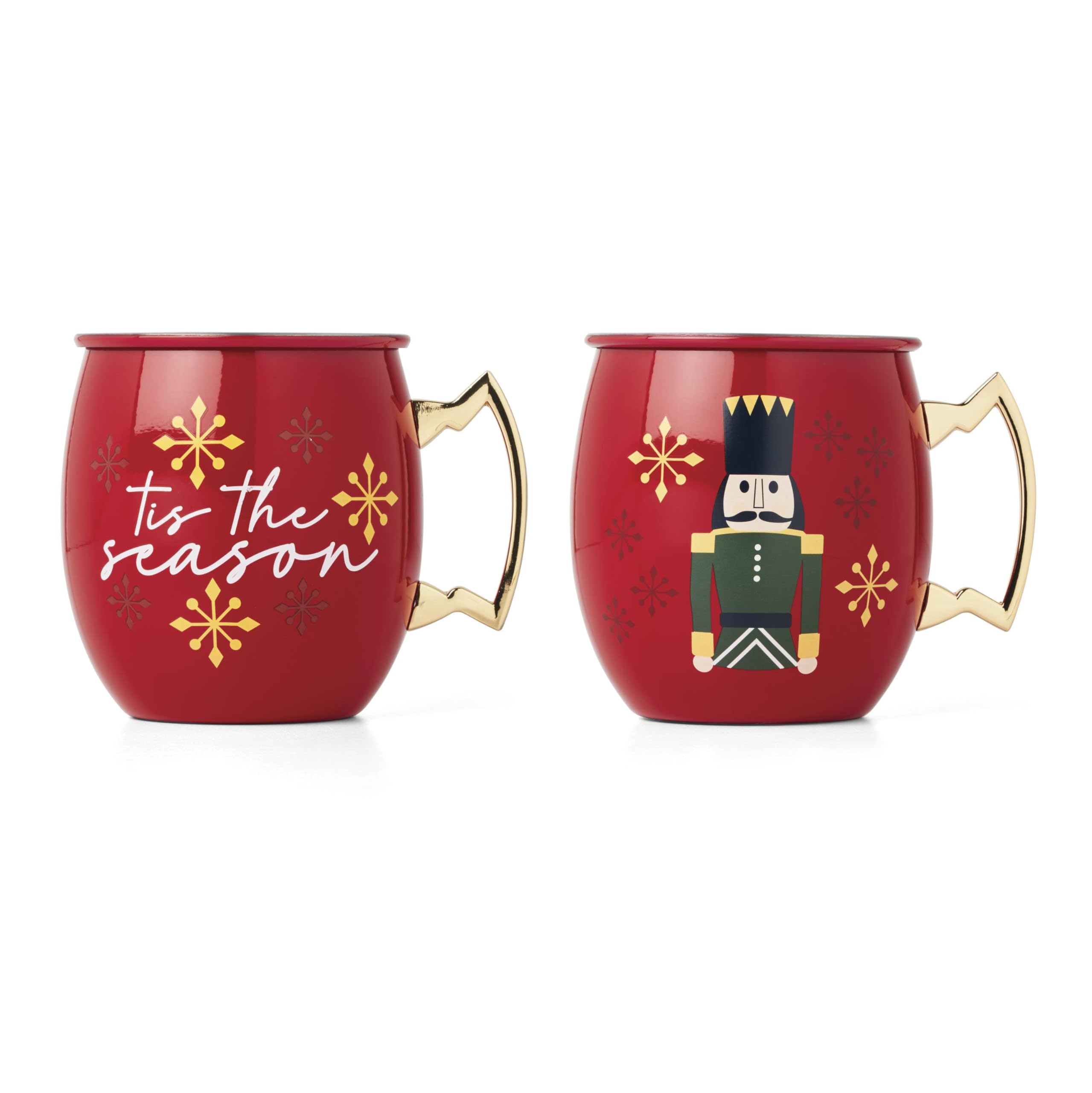 Cambridge 896215 20 Oz Nutcracker Moscow Mule Mugs Set of 2 - Copper Christmas Drinkware Cups for Holiday Hosting, Party Cocktails & Festive Gifts - Perfect for Christmas Celebrations, Winter Gatherings & Home Bar Decor