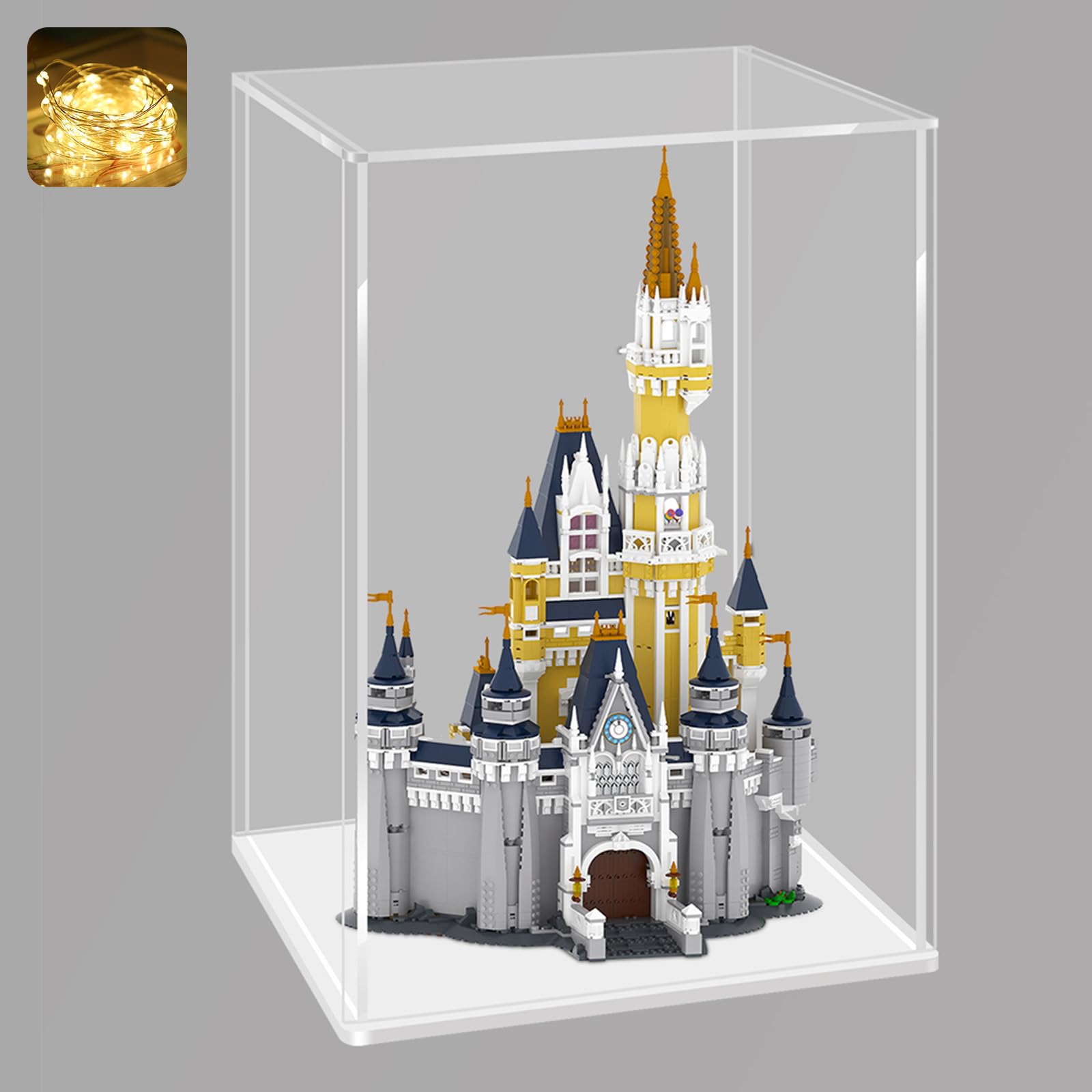 Premium Acrylic Display Case for Collectibles - Dustproof & Seamless Design, 12.6x12.6x15.7 Inch with Thick White Base - Perfect for Lego Sets 21349 & 43244 - Ideal for Showcasing Action Figures, Funko Pops, and Valuable Collections in Home or Office Display