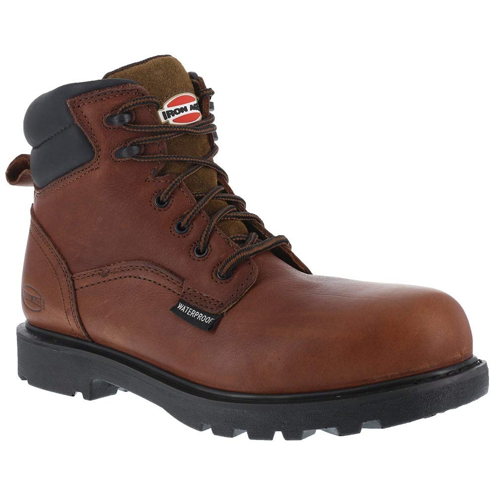 Iron Age Men's Hauler 6-Inch Waterproof Composite Toe Work Boots - Brown Safety Shoes for Construction, Warehouse & Outdoor Work