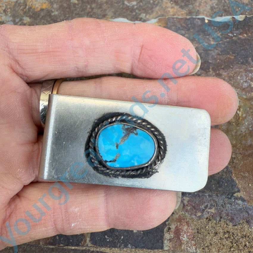 Authentic Navajo Sterling Silver & Turquoise Money Clip - Handmade Southwest Native American Jewelry for Cash & Cards | Perfect Gift for Men, Business Professionals & Collectors