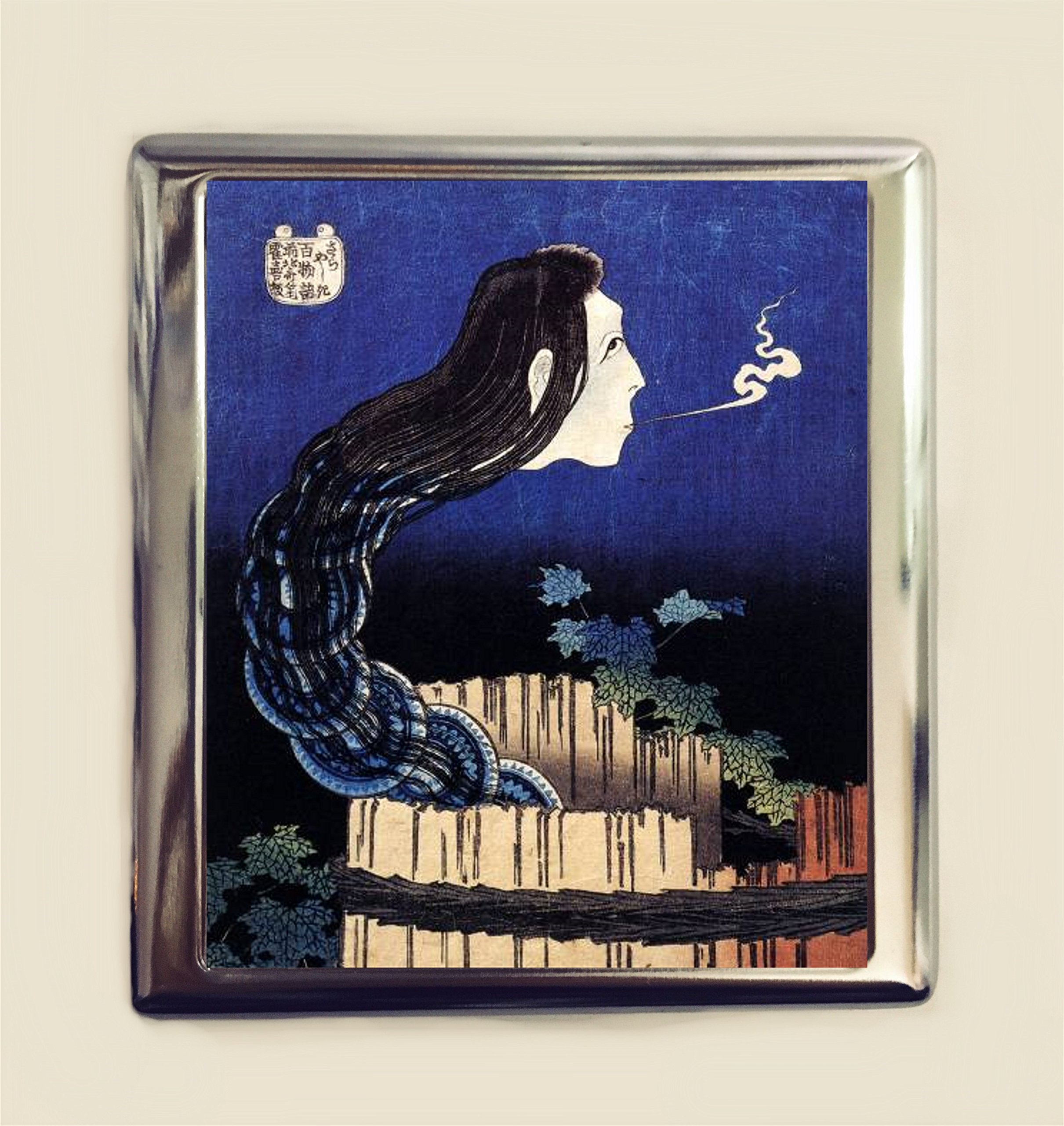 Japanese Ghost Woodblock Cigarette Case - ID Holder for Business & Travel