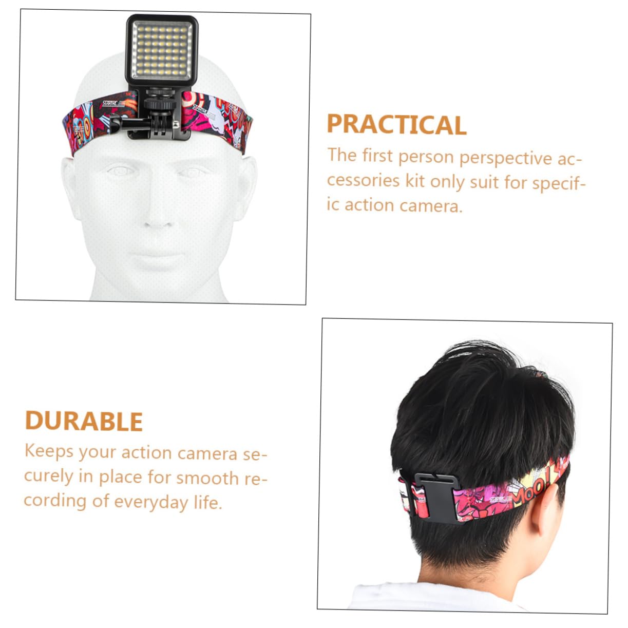 HOMSFOU Sports Camera Headset with Elastic Band - HD Video Recording for Action, Cycling, Running & Outdoor Adventures