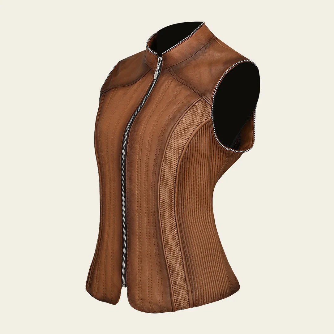 Women's Cuadra Honey Casual Fashion Quilted Lambskin Leather Vest - Stylish Outerwear for Fall & Winter | Perfect for Layering, Office Wear & Date Nights