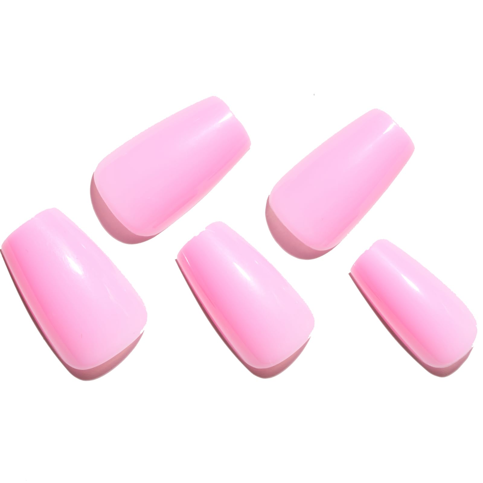 GLAMERMAID Short Coffin Press on Nails - 24Pcs Light Pink Glossy Medium Square Fake Nails with UV Finish | Reusable Acrylic False Nails Manicure Kit for Women | Perfect for Spring Summer, Weddings & Special Occasions
