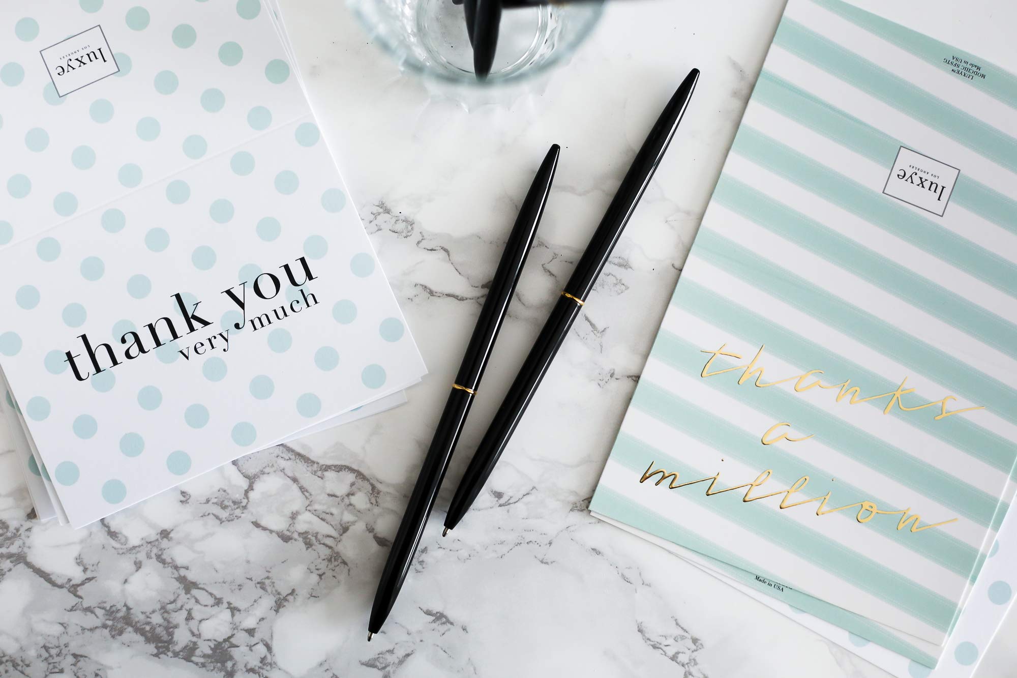 Luxury Gold Ballpoint Pens Set of 6 - Premium Glossy White Gift Box - Elegant Office Supplies for Women - Professional Thank You Gift Idea (Black Ink) - Perfect for Corporate Gifts, Graduation Presents & Executive Writing Needs
