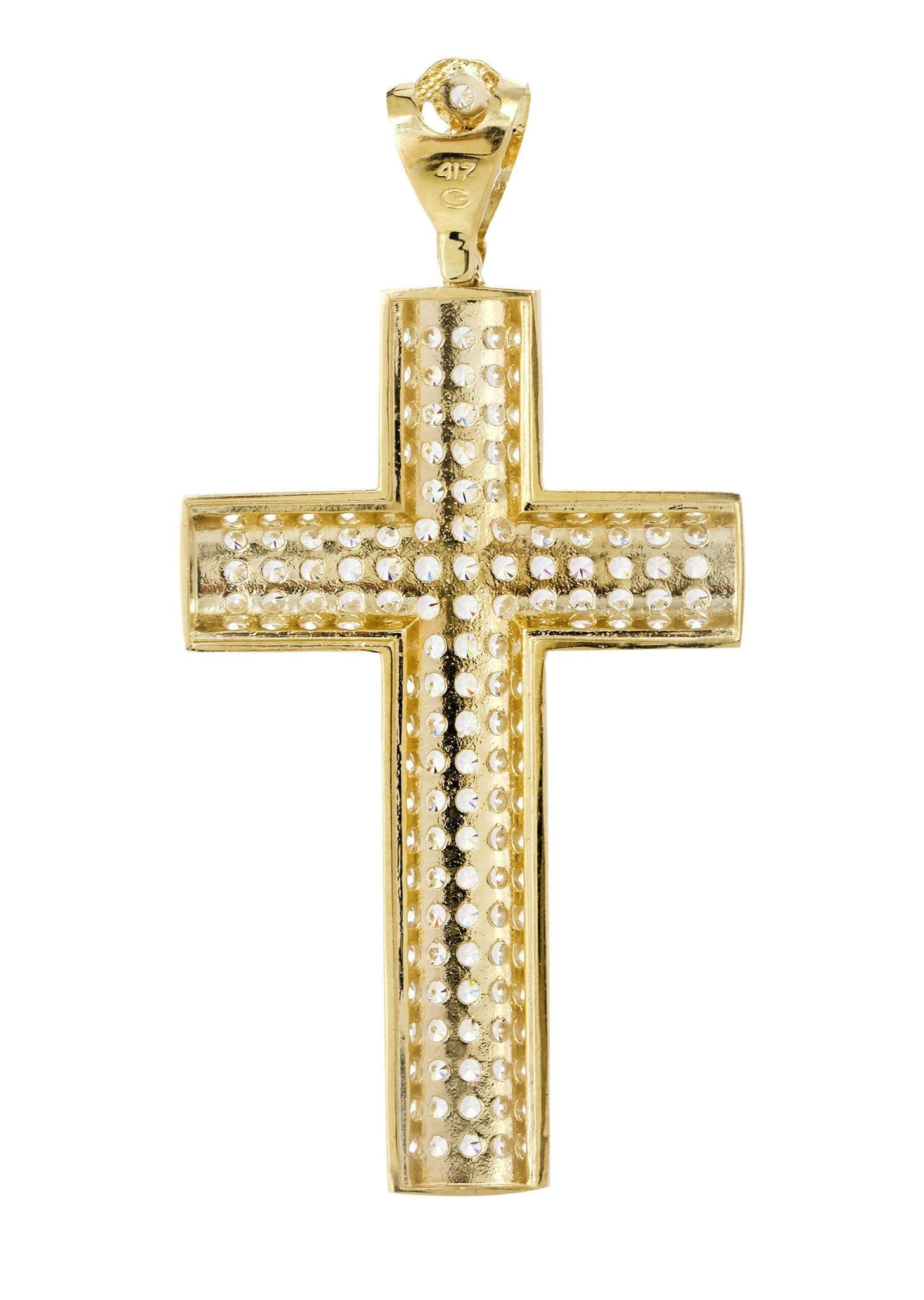 10K Gold Cross Pendant Necklace - 17.4 Grams (0.61 oz) Religious Jewelry for Women & Men - Perfect for Baptism, First Communion & Everyday Wear