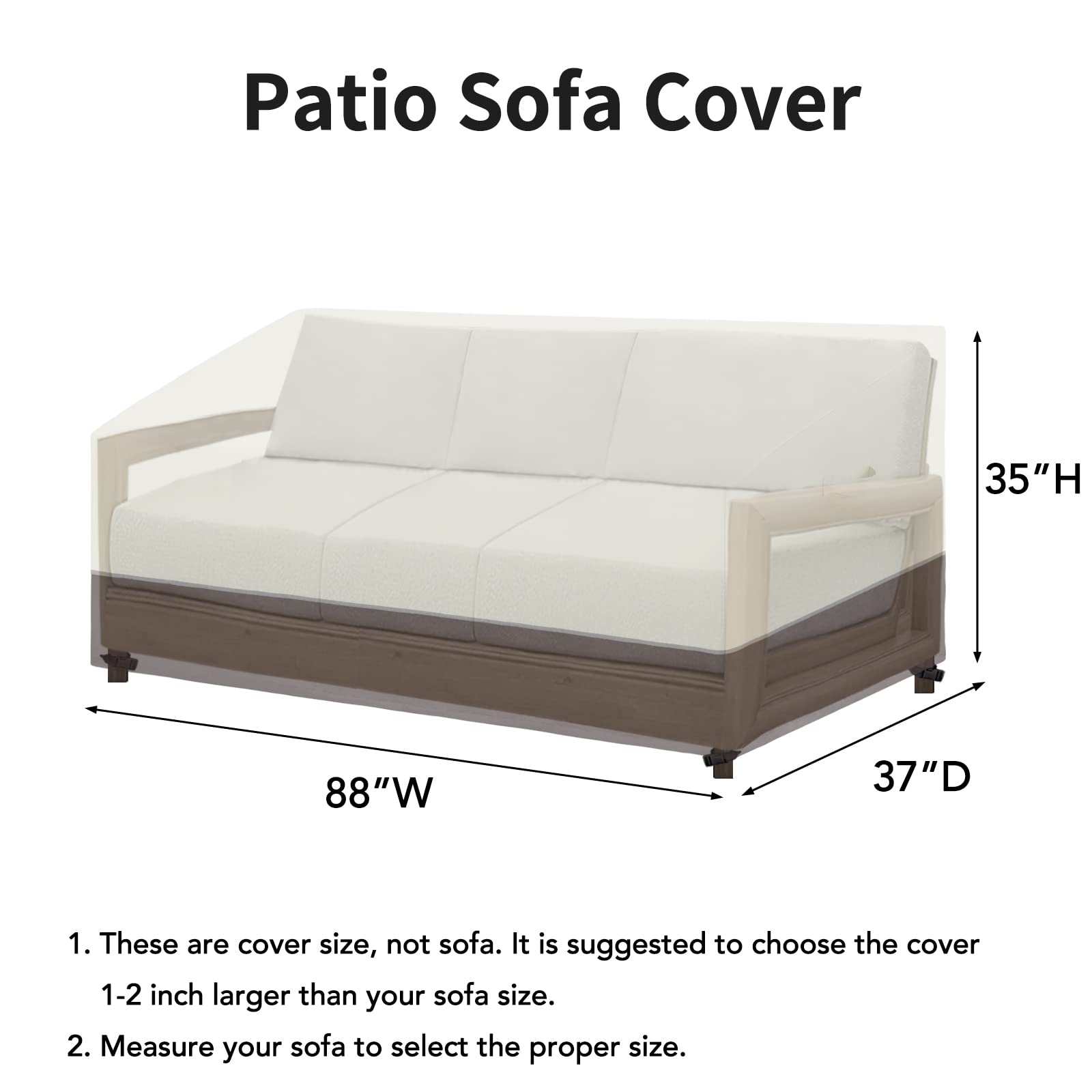 UV Resistant Waterproof Outdoor Sofa Cover for 3-Seater Patio Furniture - Bicolor Beige/Brown Bench Cover with Reflective Hemming (88