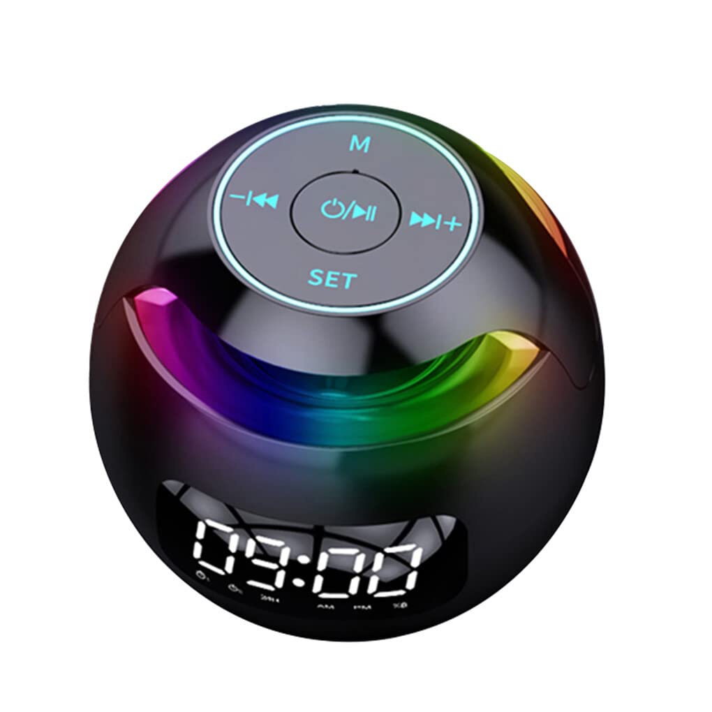 SUIOPPYUW Wireless Bluetooth Speaker with Stereo Sound, LED Light, Alarm Clock & Hands-Free Calling - Portable Home & Outdoor Music Accessories (Black) | Perfect for Parties, Travel & Bedroom Use