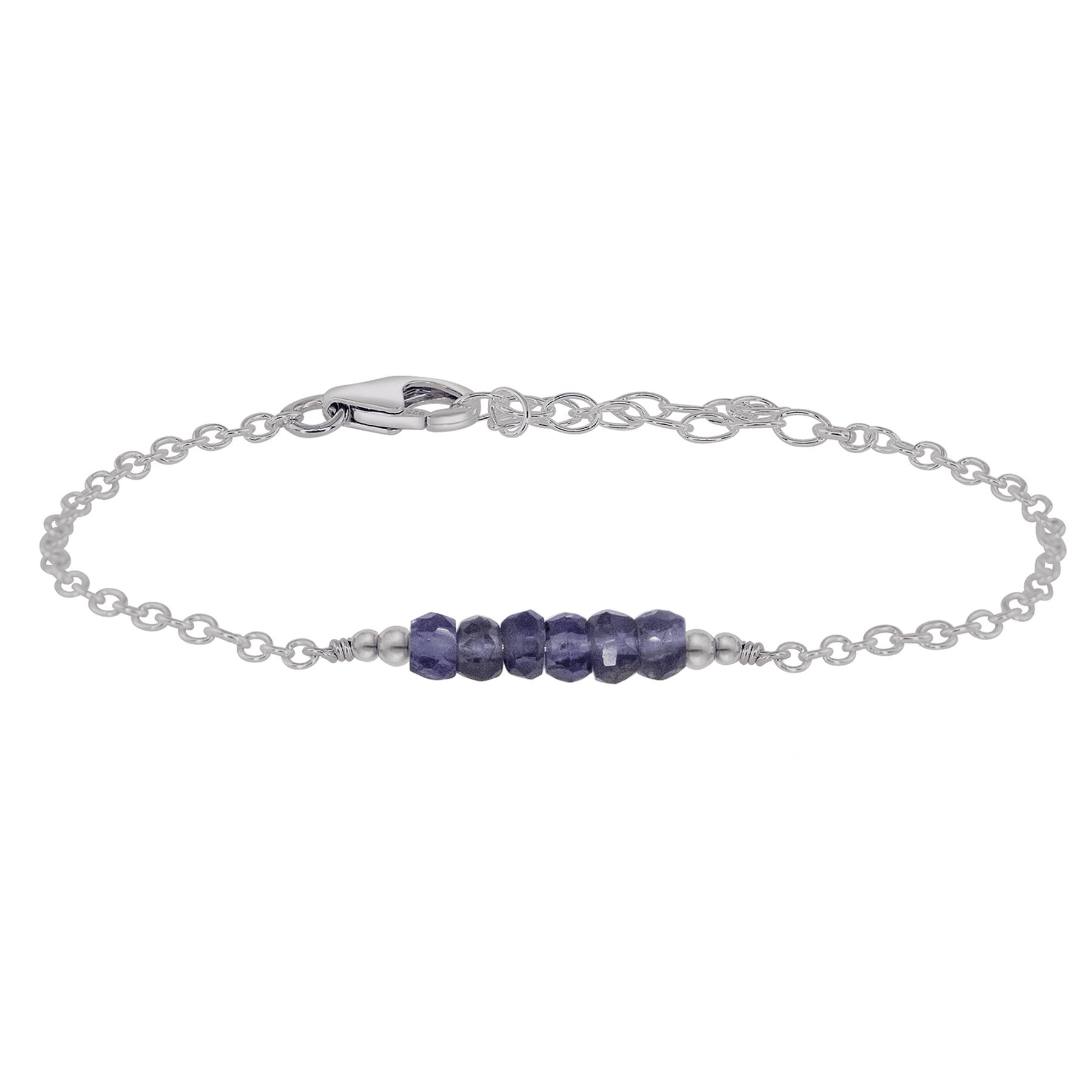 Sparkling Grey Iolite Gemstone Faceted Bead Bar Bracelet for Women - Handmade Adjustable Crystal Healing Jewelry for Meditation, Yoga & Spiritual Gifts