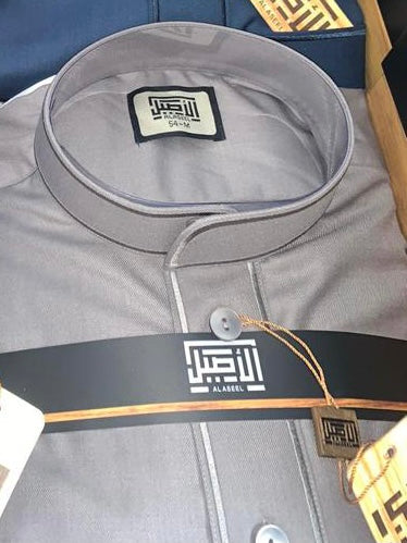 Embroidered Winter Al Aseel Thobes for Men - Premium Grey Z05/1 Islamic Robe - Perfect for Eid, Prayer & Special Occasions