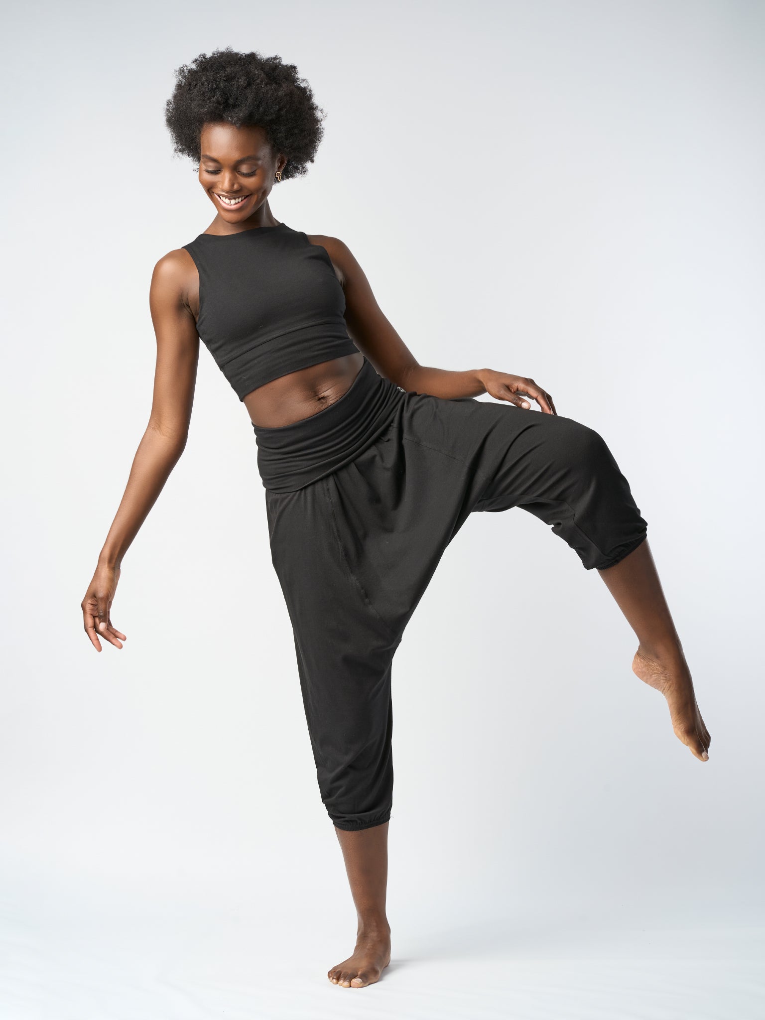 Gossypium Retreat Harem Pants for Women - Soft Cotton Lounge Pants - Comfortable Black Boho Pajama Bottoms for Yoga, Meditation & Home Relaxation