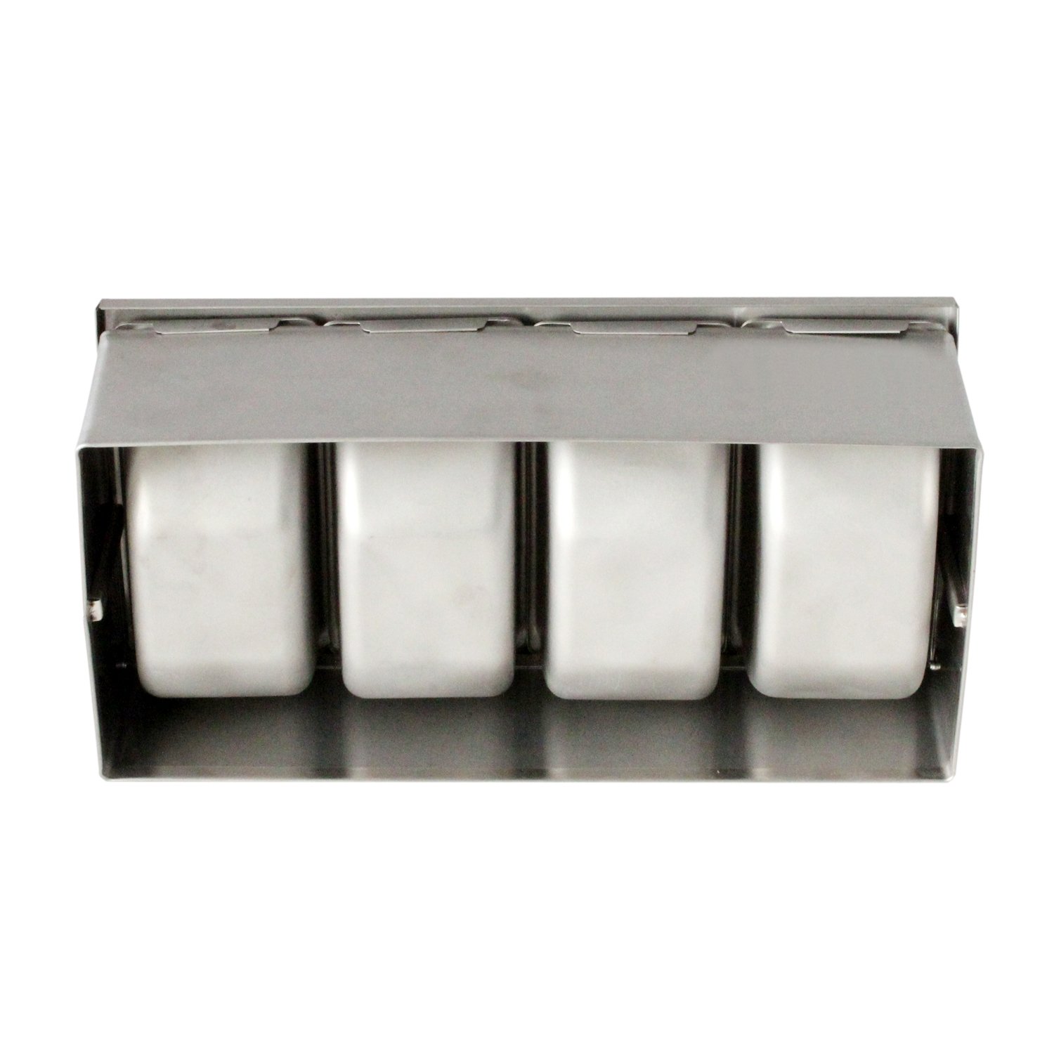 Thunder Group SSCD005 5-Compartment Stainless Steel Bar Condiment Dispenser - Open Bottom Countertop Design for Restaurants, Cafes & Home Kitchens