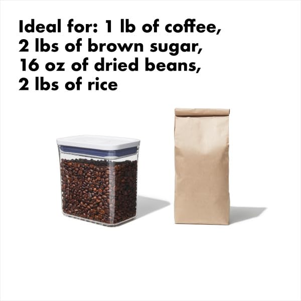 OXO Good Grips 1.7 Qt Airtight Food Storage Container - Clear Rectangle Kitchen Canister for Coffee, Flour, Sugar & Dry Goods | Pantry & Countertop Organization