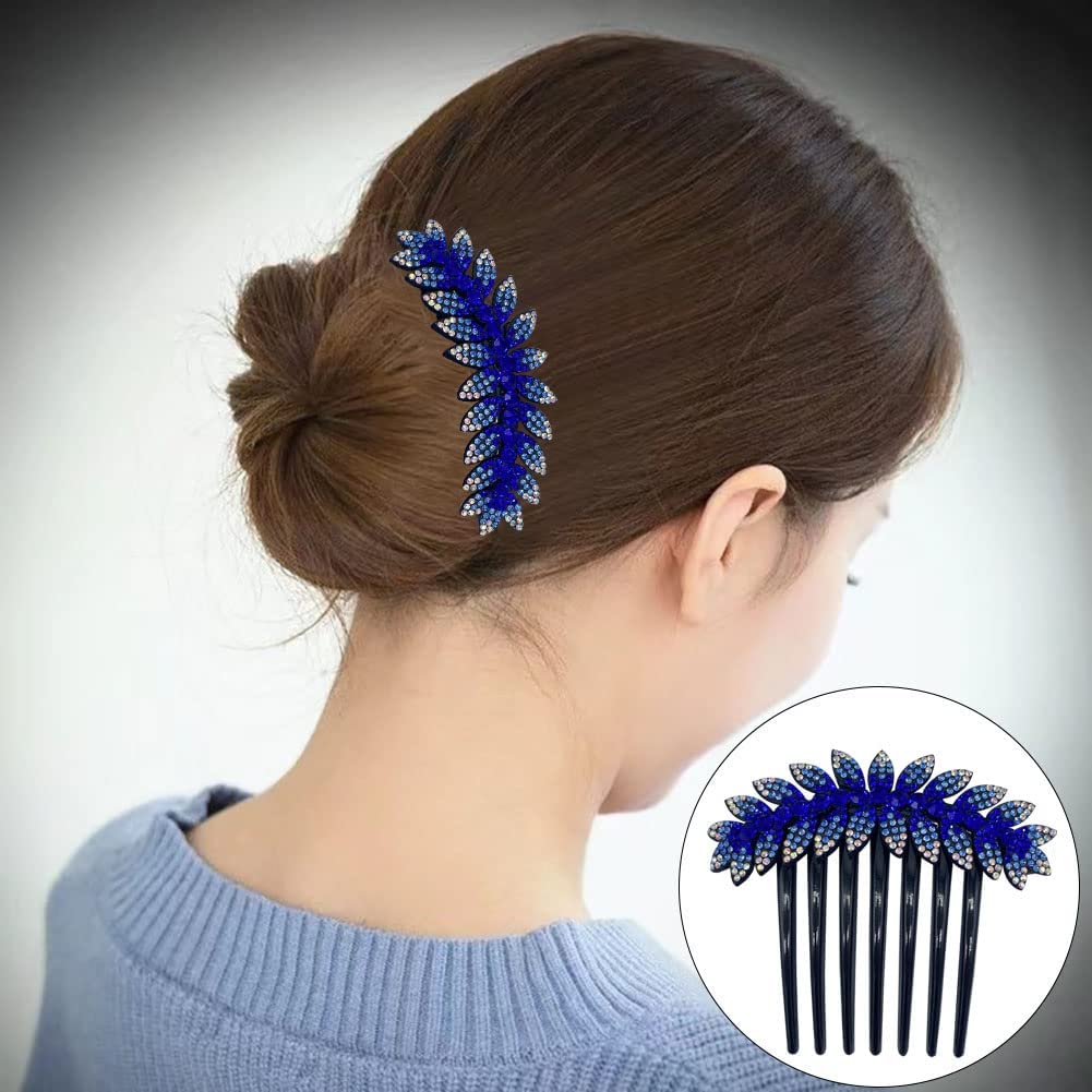 1PC Fashion Rhinestone Hair Comb for Women - Elegant Blue Hairpin Headwear Accessory for Weddings, Parties & Special Events