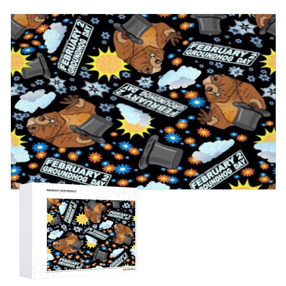 500-Piece Happy Groundhog Day Jigsaw Puzzle - Fun Family Game for Adults, Teens & Kids | Creative Gift Idea for Puzzle Lovers | Perfect for Family Game Nights, Classroom Activities & Holiday Gifts